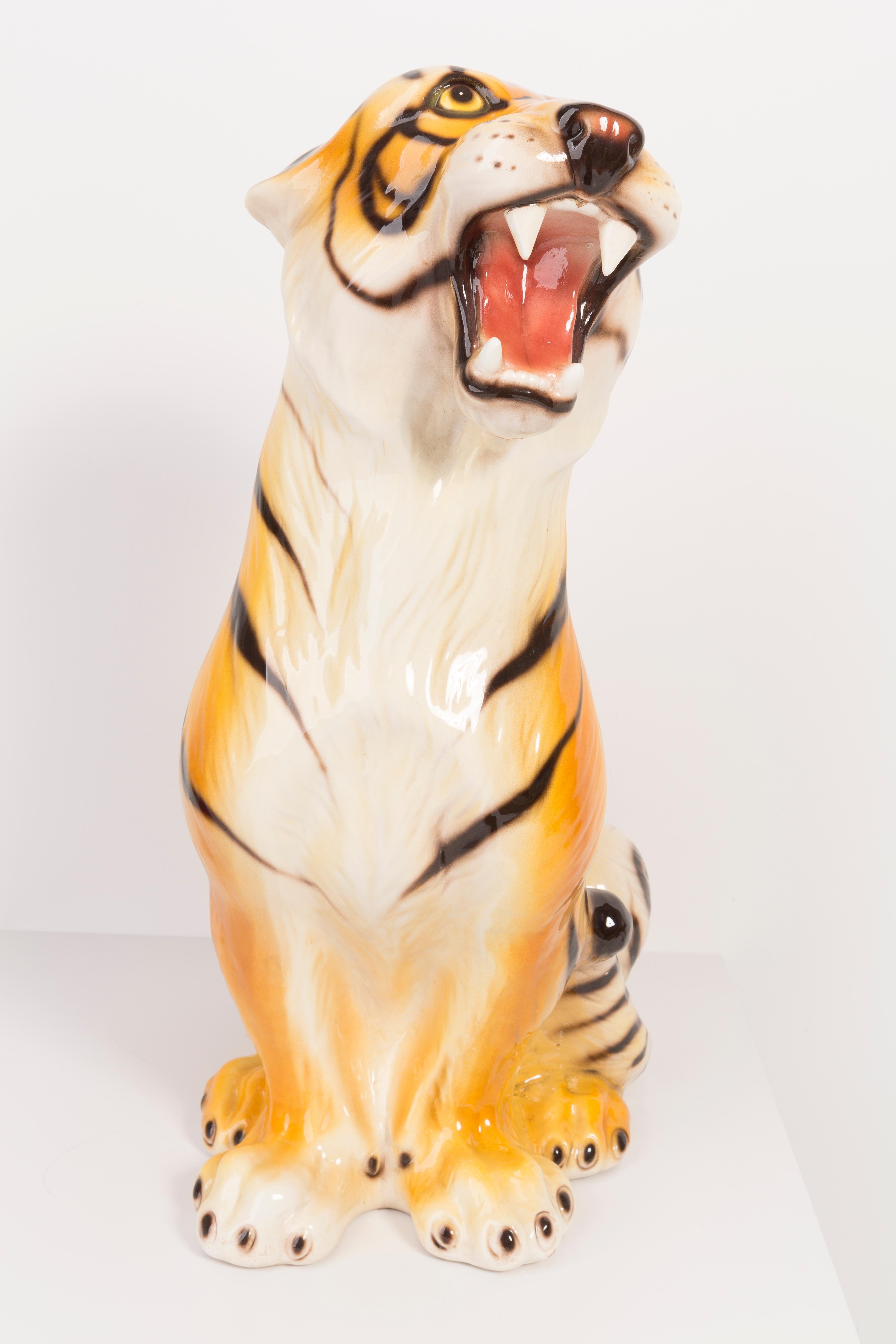 Sculpture rare de tigre en céramique de taille moyenne, Italie, années 1960 en vente 2