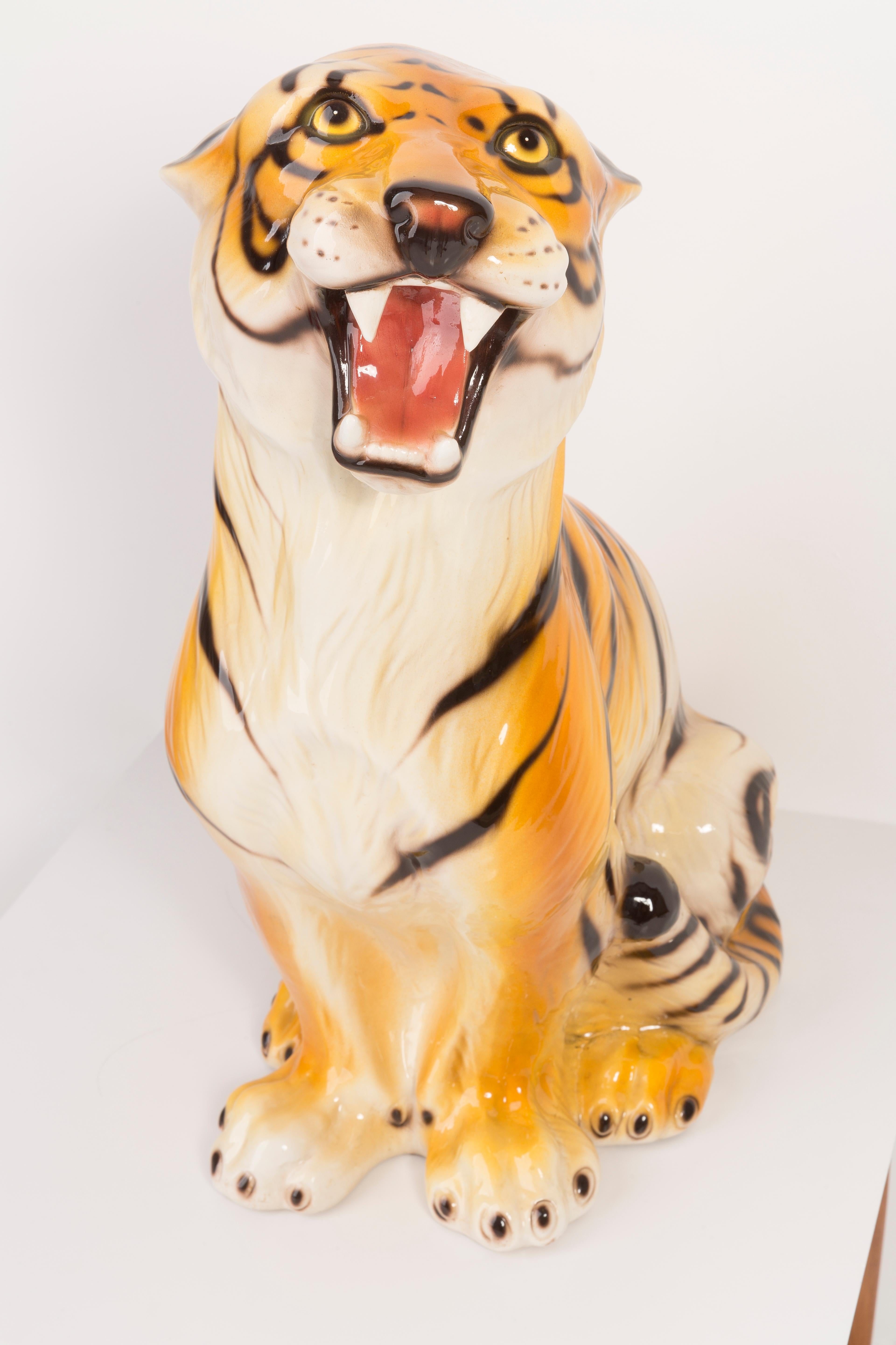 Sculpture rare de tigre en céramique de taille moyenne, Italie, années 1960 en vente 3