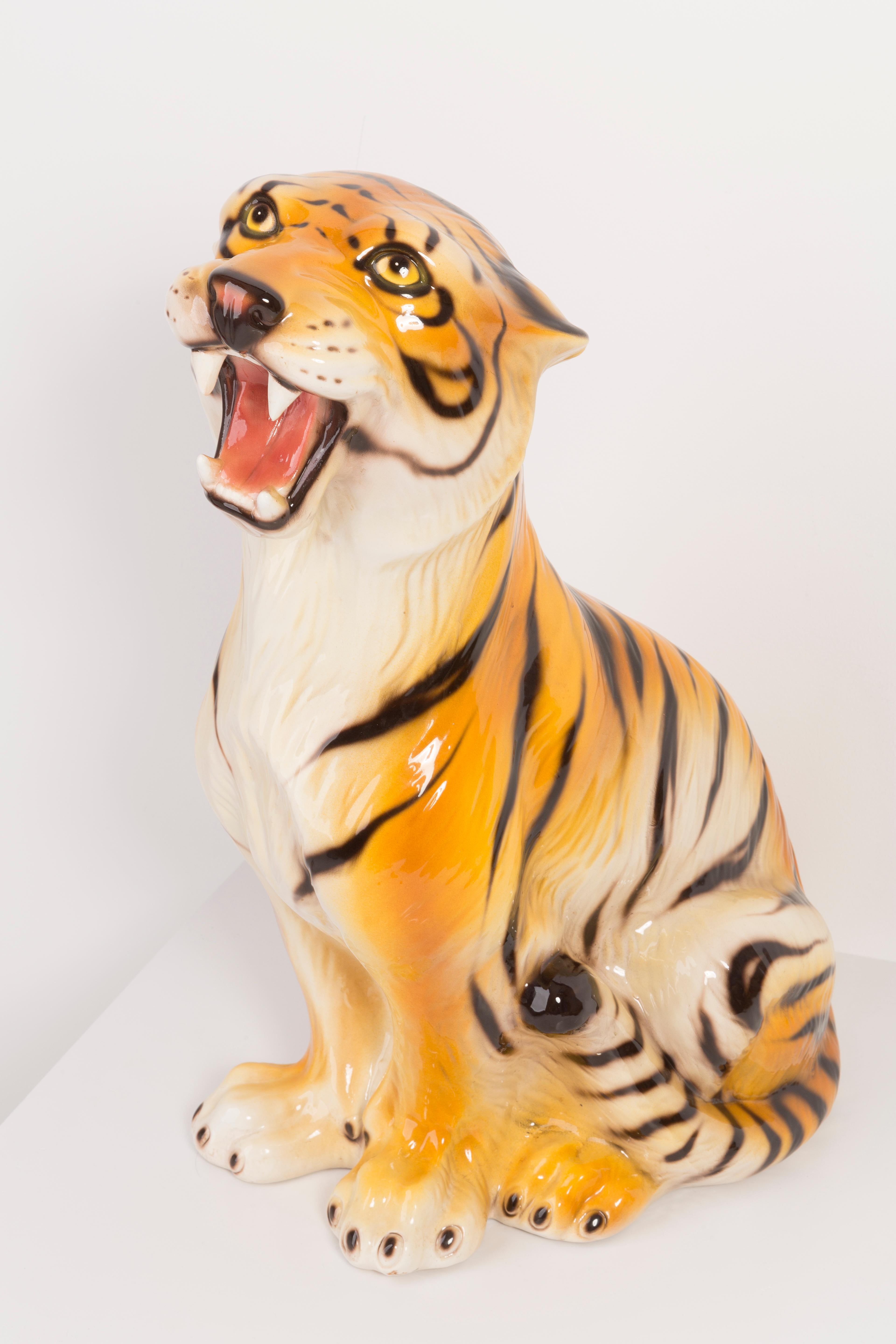 Seltene mittelgroße Tiger-Keramikskulptur, Italien, 1960er Jahre (Moderne der Mitte des Jahrhunderts) im Angebot