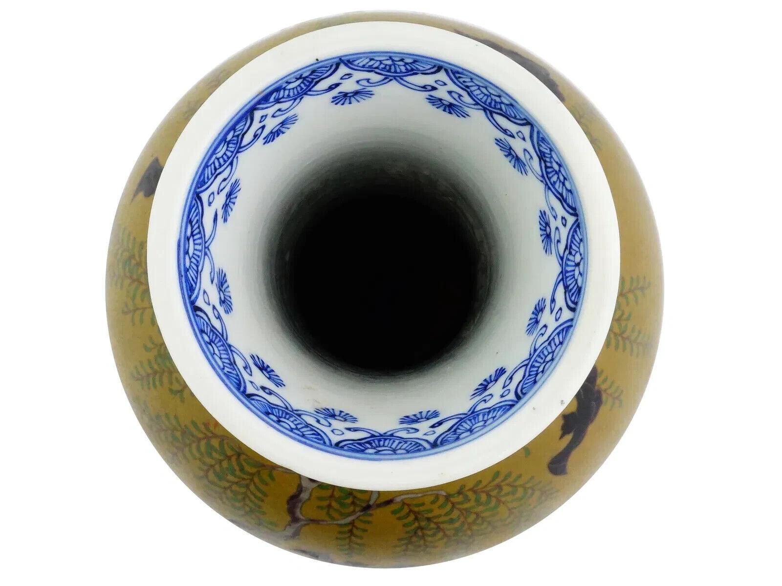 20th Century Rare Meiji Japanese Cloisonne Enamel On Porcelain Bats Vase Signed For Sale