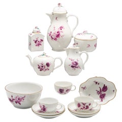 Rare Meissen Dot Period Porcelain Hausmaler Eight Person Tea and Coffee Service