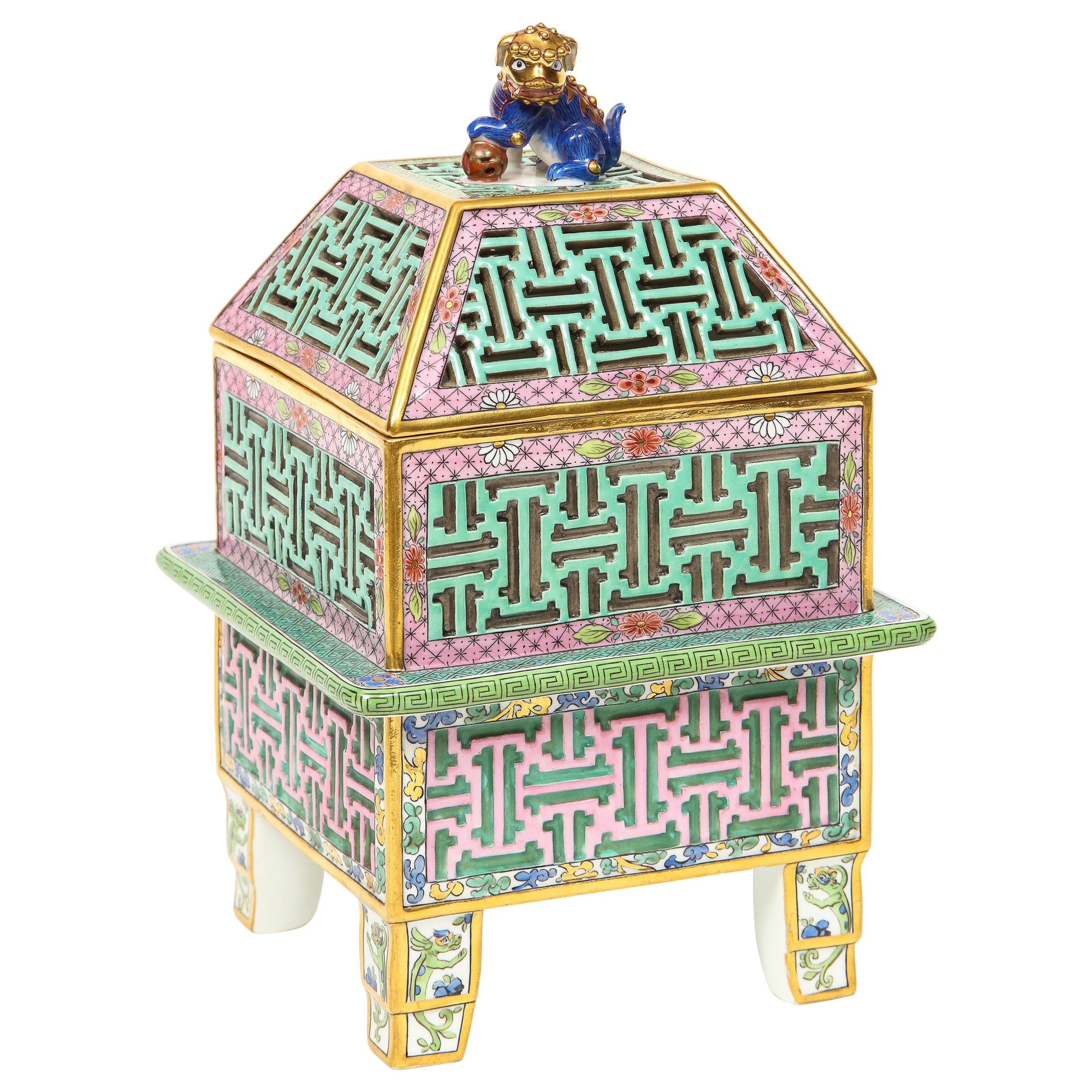 Rare Meissen Marcolini Porcelain Chinoiserie Incense Burner Vase and Cover