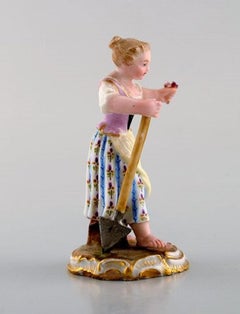 Rare Meissen Miniature Figure after Johann Joachim Kändler, Gardener, 1850-1880