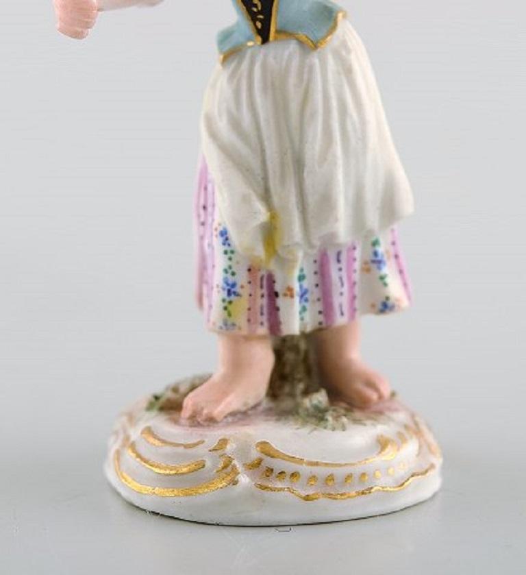 Mid-19th Century Rare Meissen Miniature Figure after Johann Joachim Kändler, Girl with Flowers For Sale