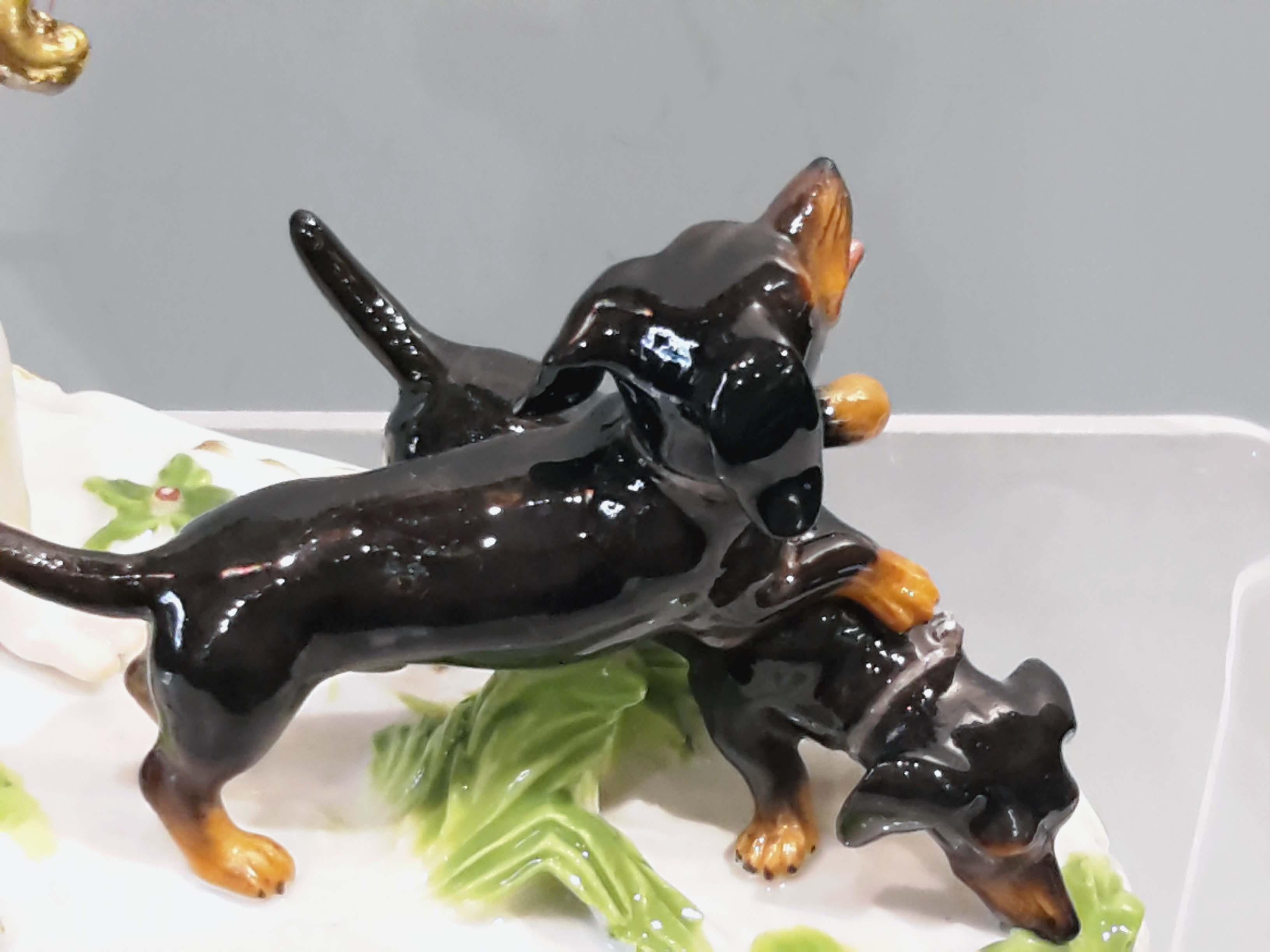 Rare Meissen Porcelain Group of Cupid and Dachshund, 19th Century For Sale 1