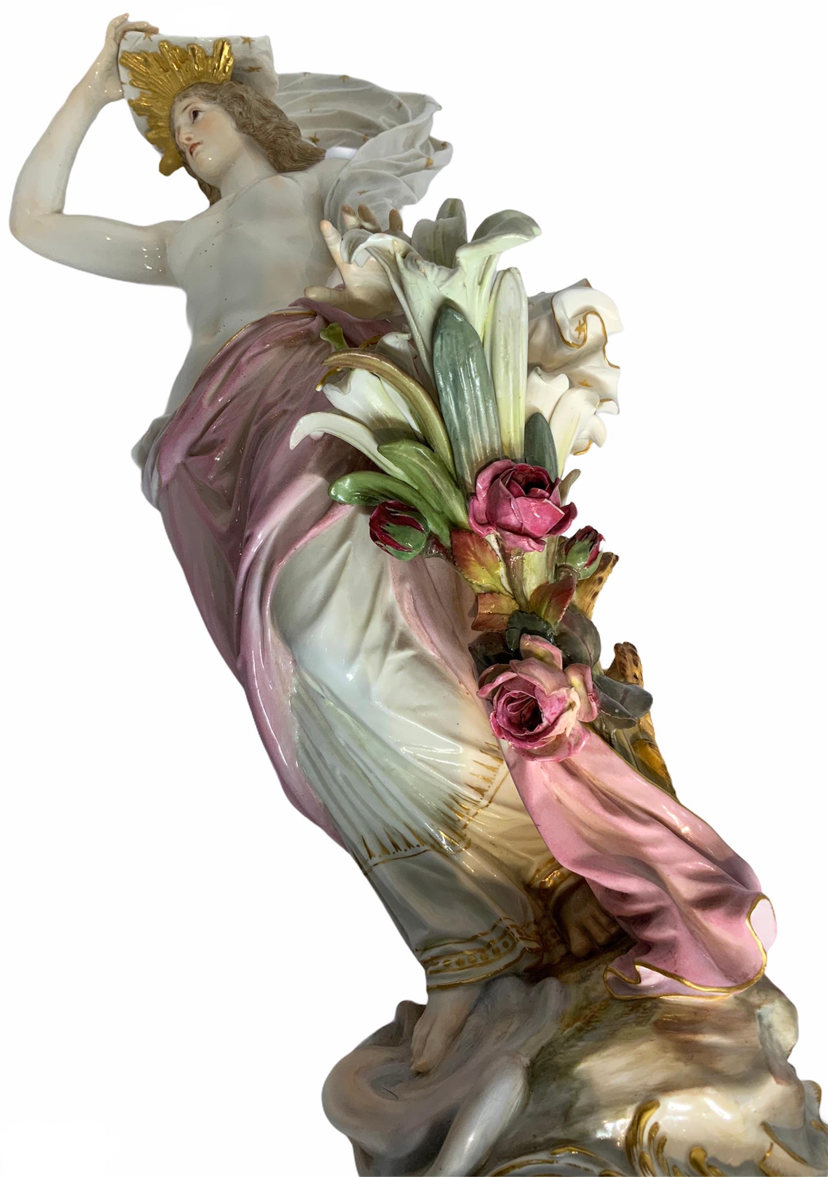Rare Meissen Porcelain Iris Goddess Sculpture 4