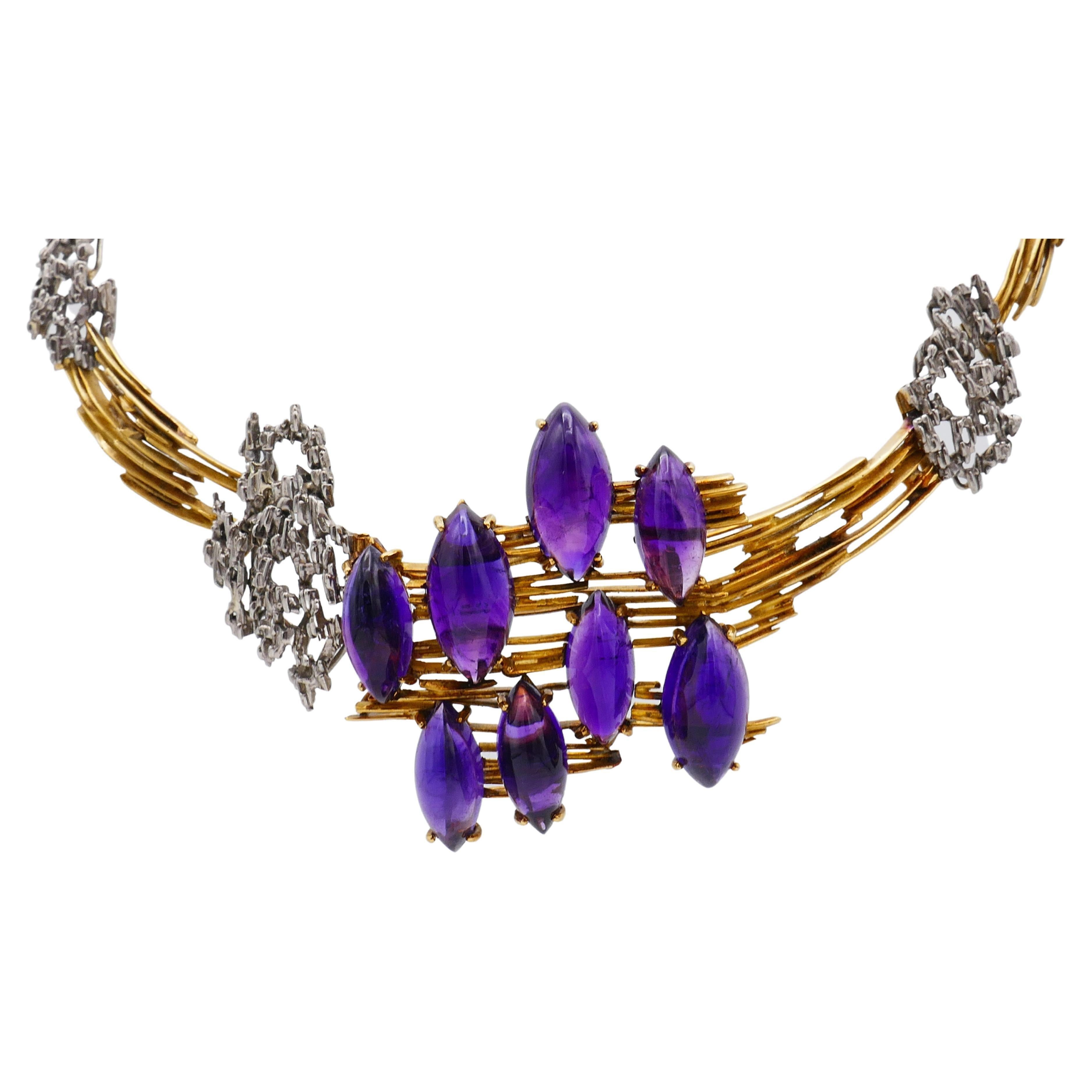 Rare Mellerio Necklace Amethyst Yellow and White Gold In Excellent Condition In Beverly Hills, CA
