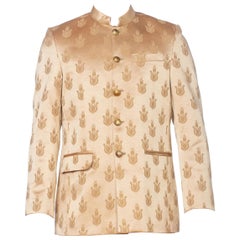 Vintage Rare Mens 1960's Pierre Cardin Gold Floral Jacquard Nerv Blazer Jacket