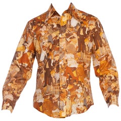 Vintage Rare Mens 1970s Toulouse Lautrec Moulin Rouge Photo Print Shirt