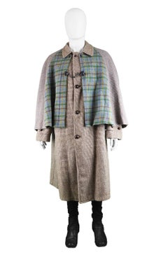Men's Harris Wool Tweed Tartan Inverness Cape Coat, 1950s