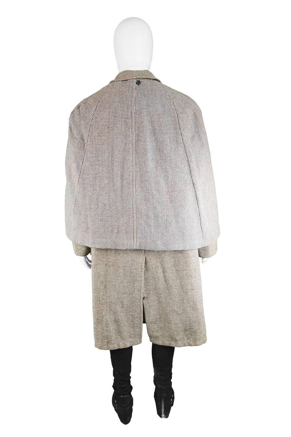 Men's Harris Wool Tweed Tartan Inverness Cape Coat, 1950s 1