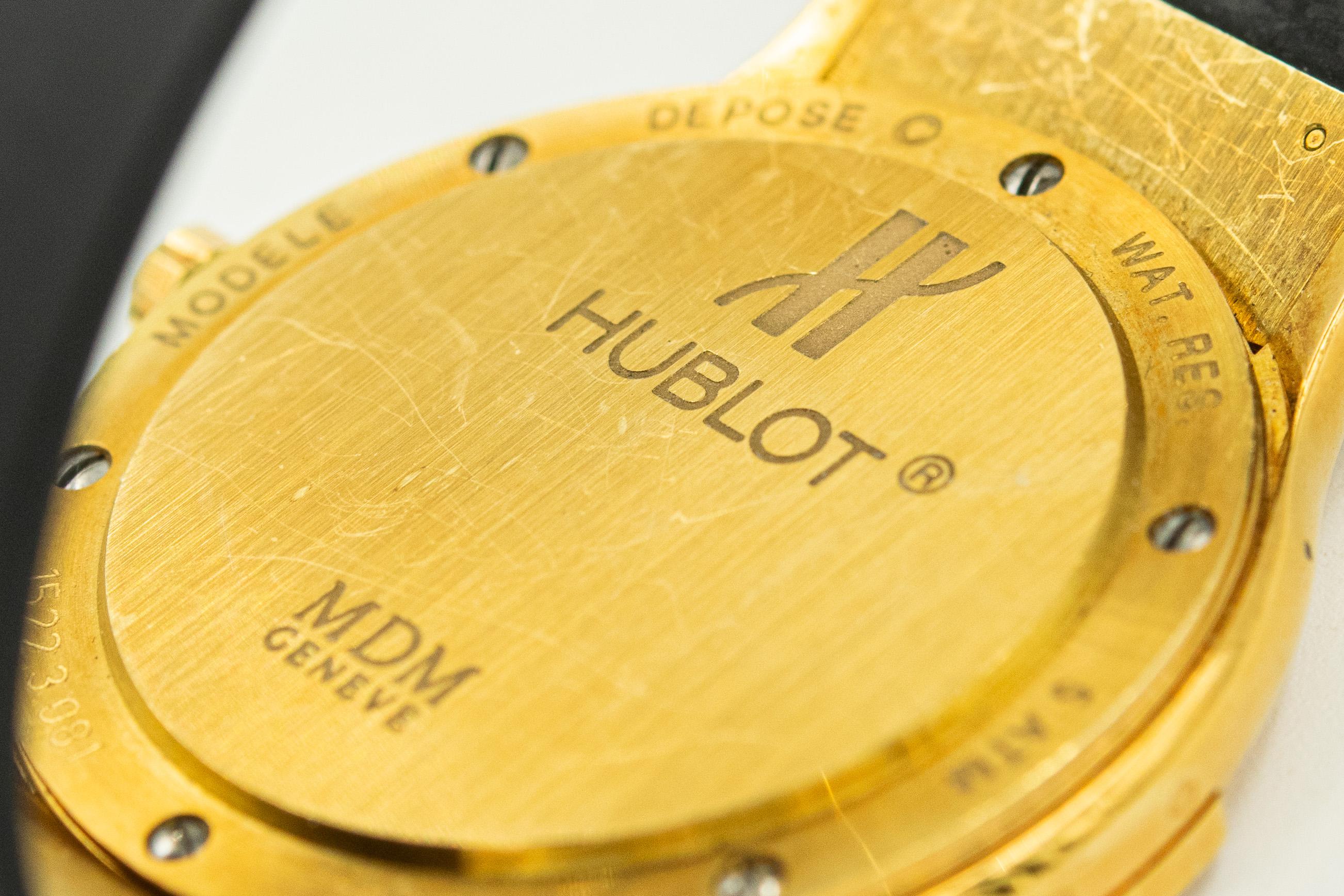 Rare Men's Hublot MDM Sapphire Diamond 18k Gold Wrist Watch Ref. 1522 For Sale 1