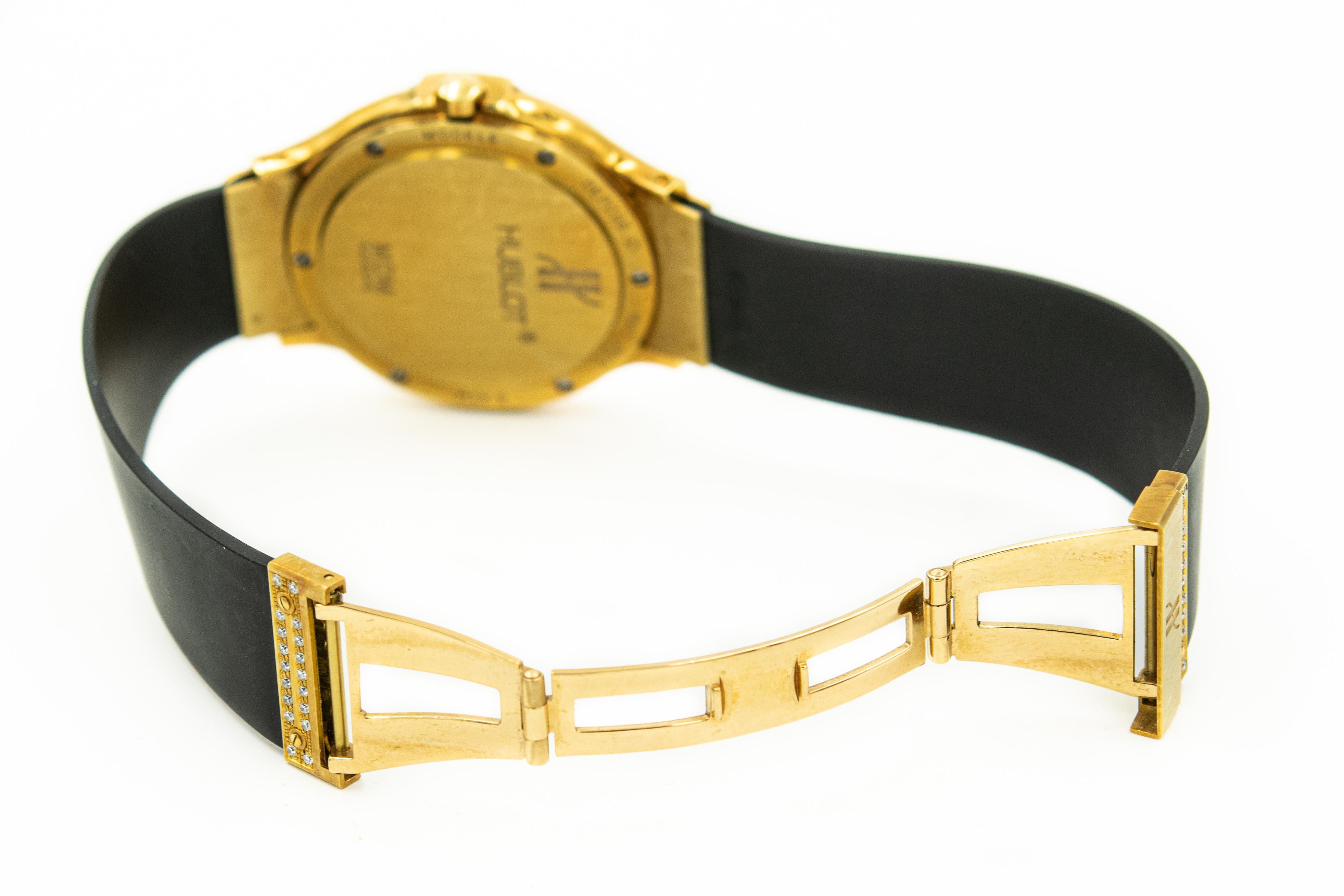 Rare Men's Hublot MDM Sapphire Diamond 18k Gold Wrist Watch Ref. 1522 For Sale 2