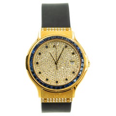 Rare Montre-bracelet Hublot MDM Saphir Diamant Or 18k pour Homme Ref. 1522