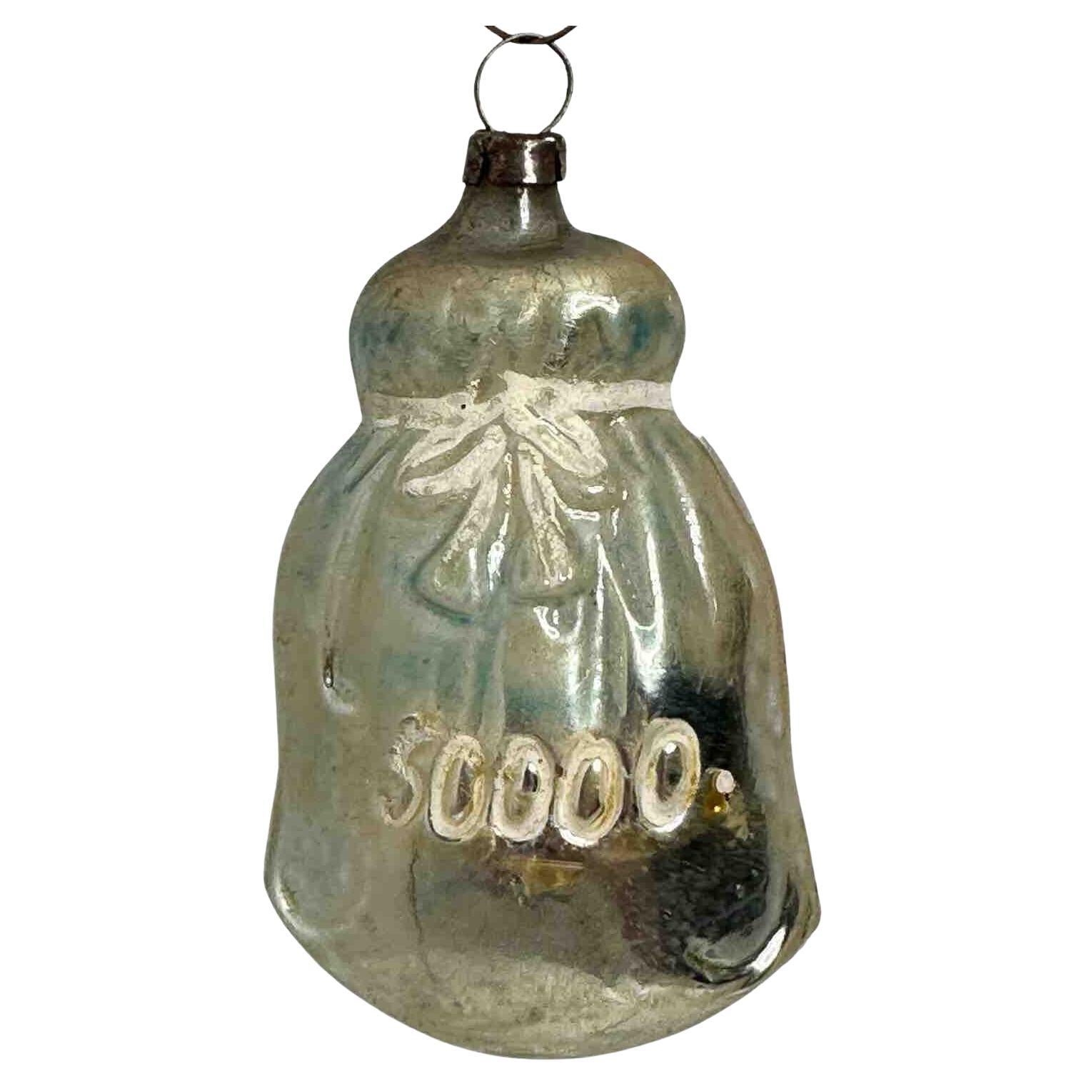 Rare Mercury Glass Holiday Christmas Ornament Antique German Money Bag, 1900s For Sale