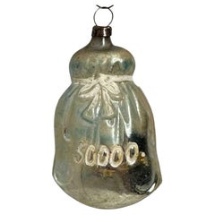 Rare Mercury Glass Holiday Christmas Ornament Antique German Money Bag, 1900s