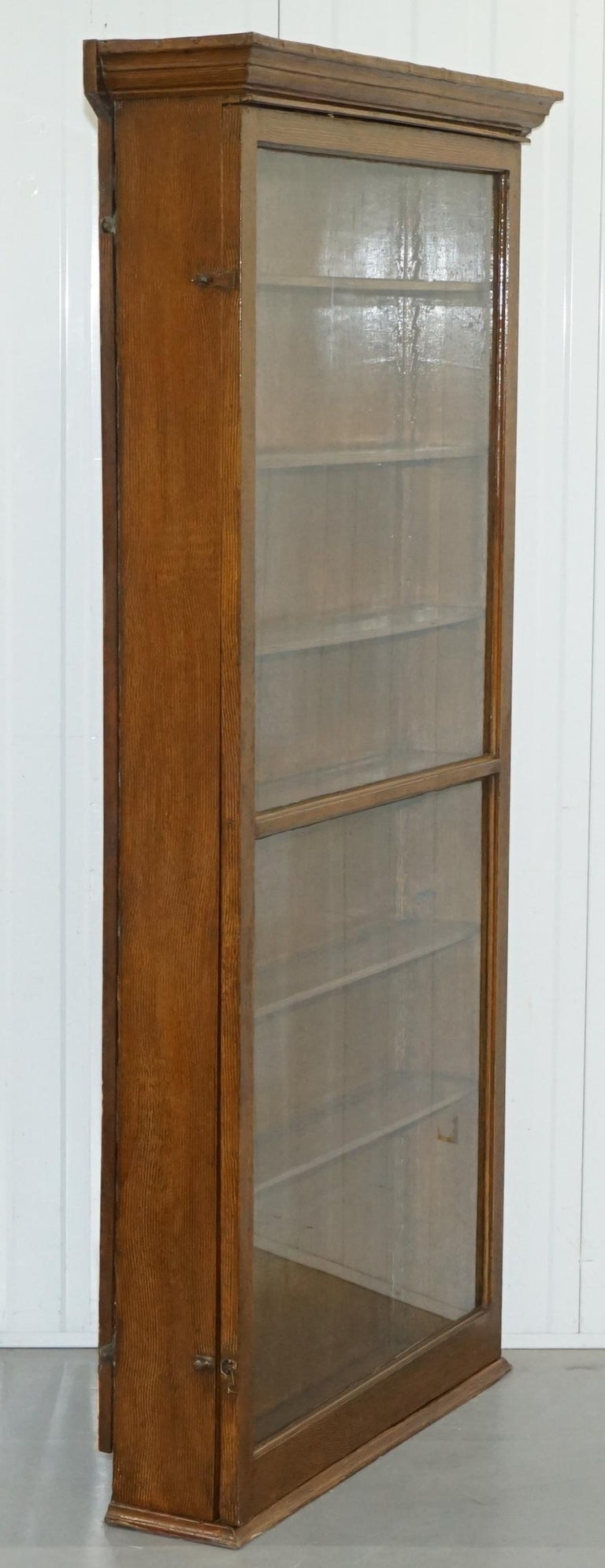 Rare Metal And Wood Lockable Edwardian Display Cabinet Collectors