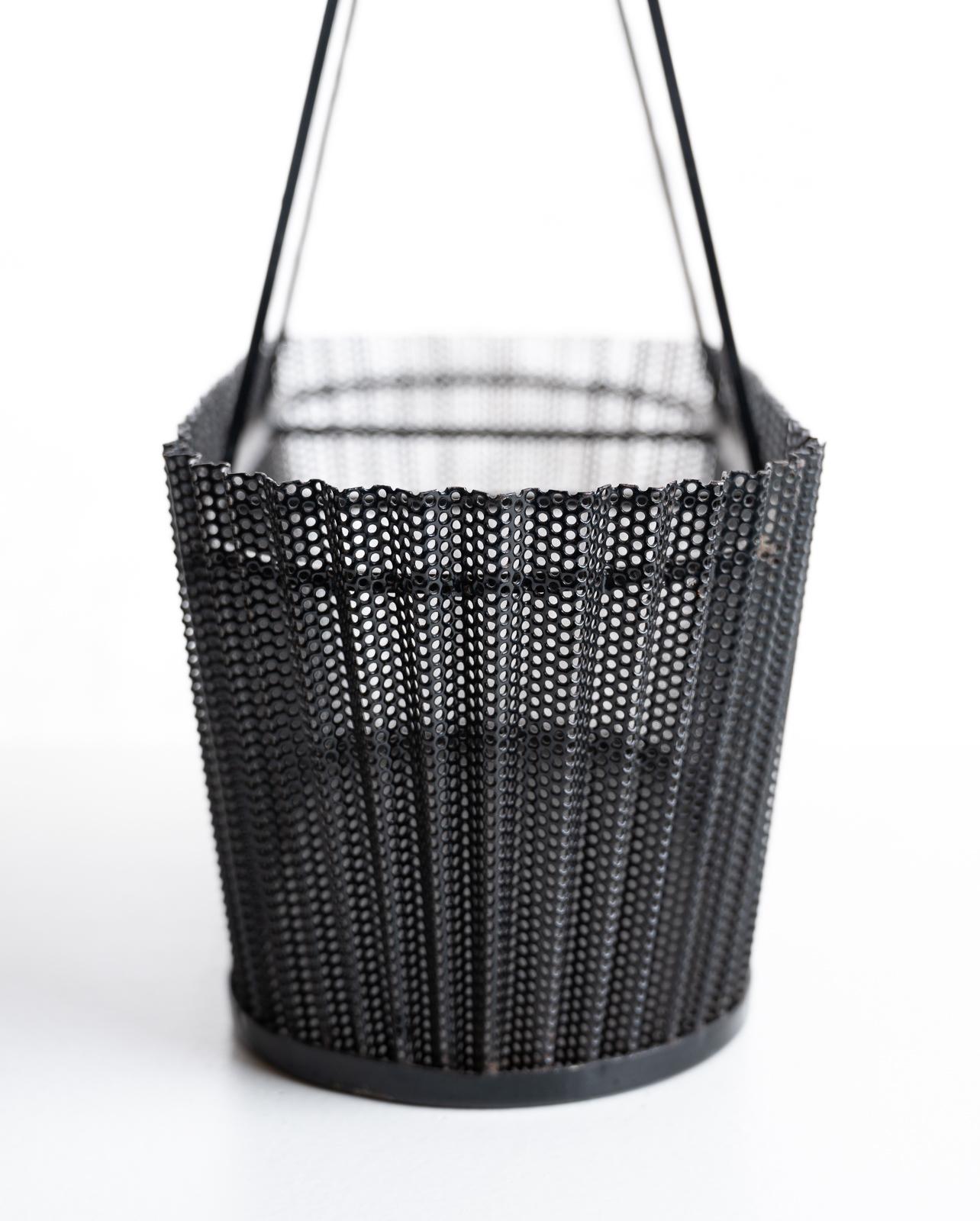 Rare Metal Basket with Wicker Handles by Mathieu Matégot 7