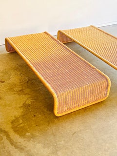 Rare Metal Frame with Wicker Daybed Attributed to Tito Agnoli, Pair Available