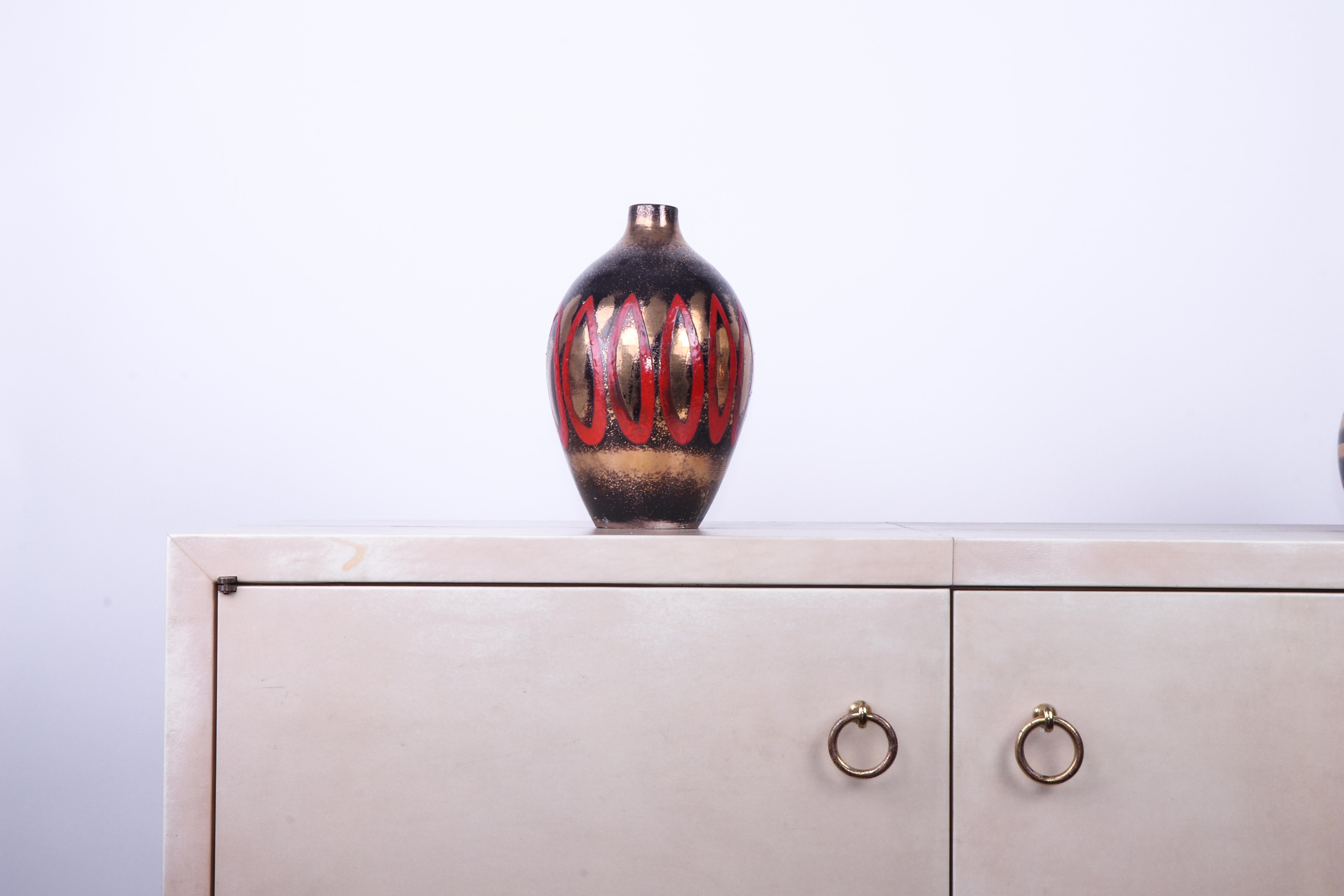 Seltene Metallic-Vase im Art déco-Stil von Jean Besnard im Zustand „Hervorragend“ im Angebot in PARIS, FR
