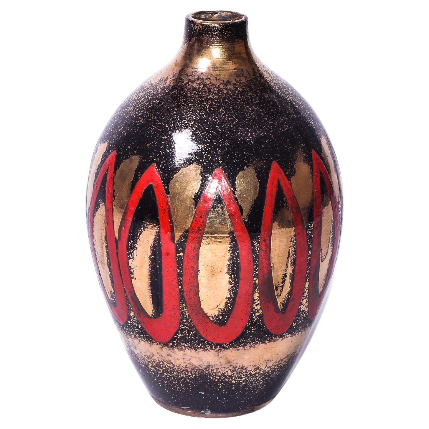Rare Metallic Art Deco Vase by Jean Besnard