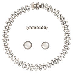 Rare Mexican Modern Silver Jewelry Suite Caviar Model William Spratling