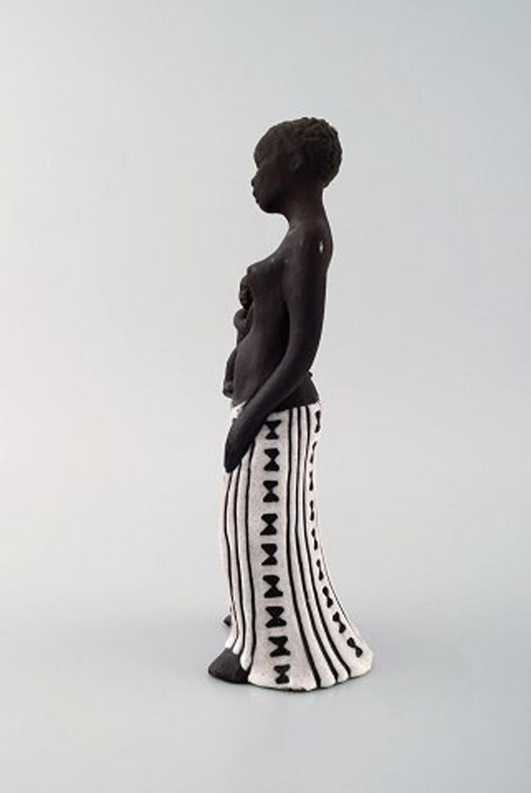 Danish Rare Michael Andersen Figure in the Form of African Woman with Child, Ceramics