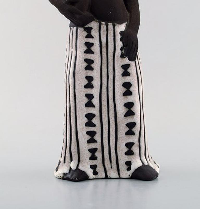 Mid-20th Century Rare Michael Andersen Figure in the Form of African Woman with Child, Ceramics