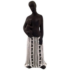 Rare Michael Andersen Figure in the Form of African Woman with Child, Ceramics