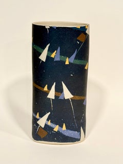 Rare Michael Simon Inlaid Geometric Ceramic Vase
