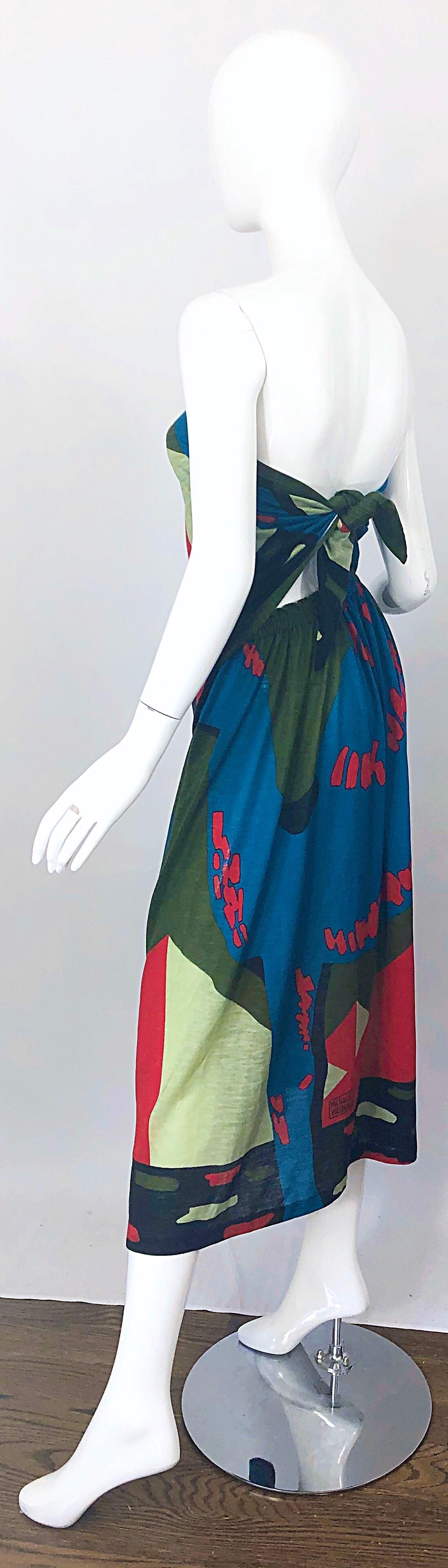 Raro abito a fascia con stampa astratta di Michaele Vollbracht Primavera 1979 in vendita 7