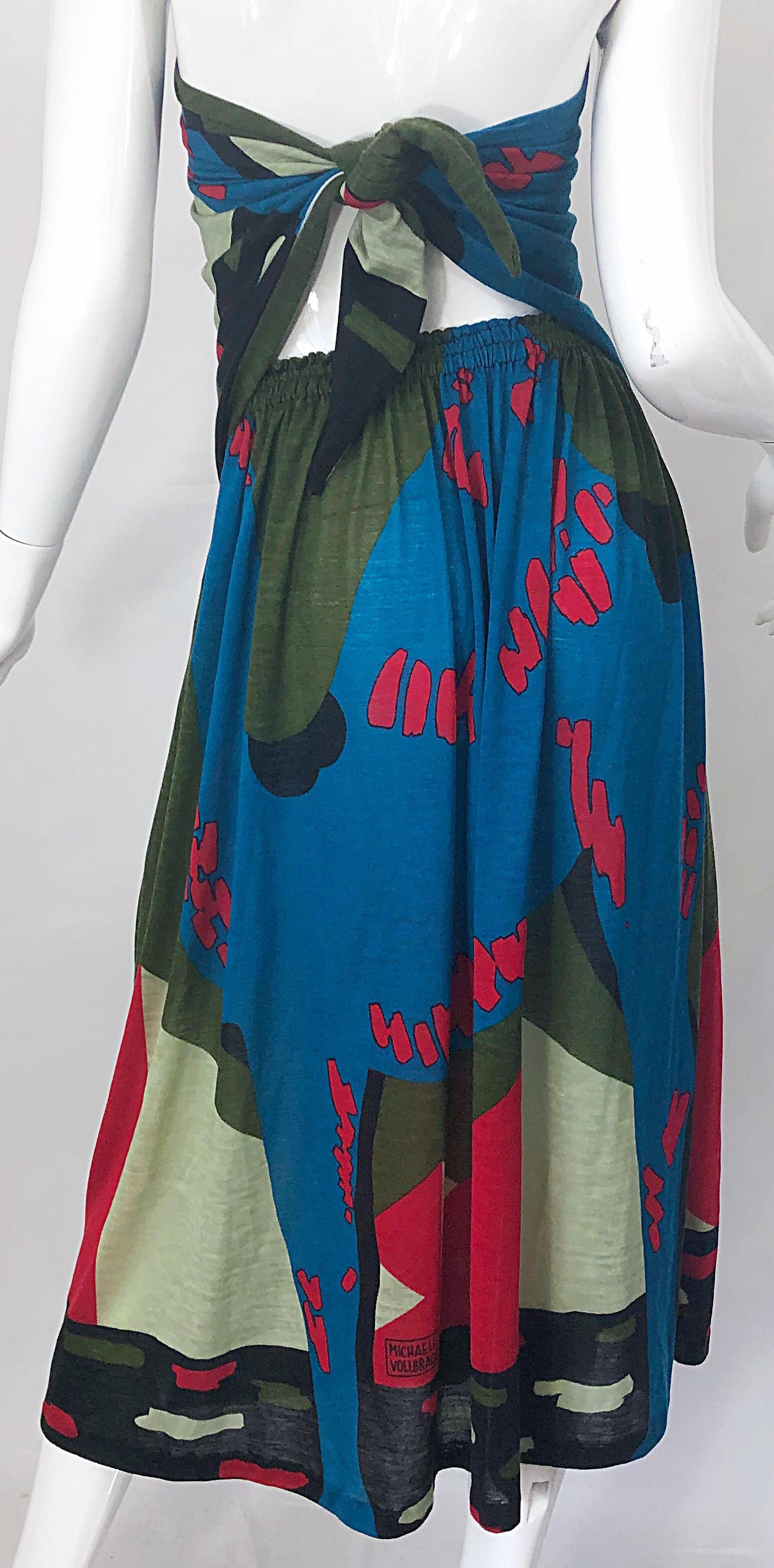 Rare Michaele Vollbracht Spring 1979 Abstract Print Bandeau Skirt Ensemble Dress For Sale 10
