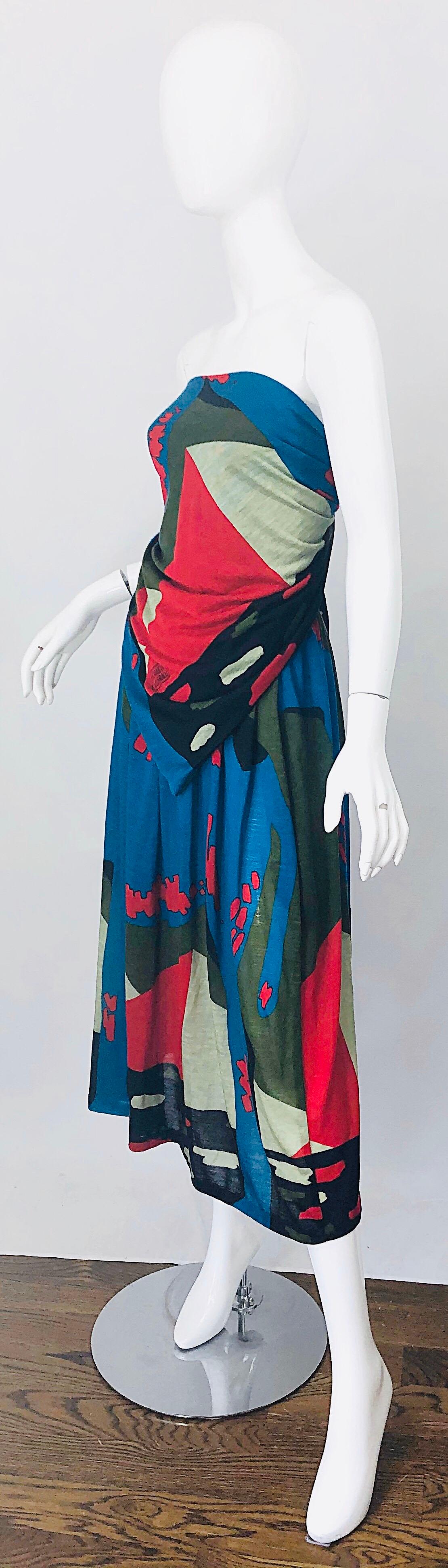 Rare Michaele Vollbracht Spring 1979 Abstract Print Bandeau Skirt Ensemble Dress For Sale 12