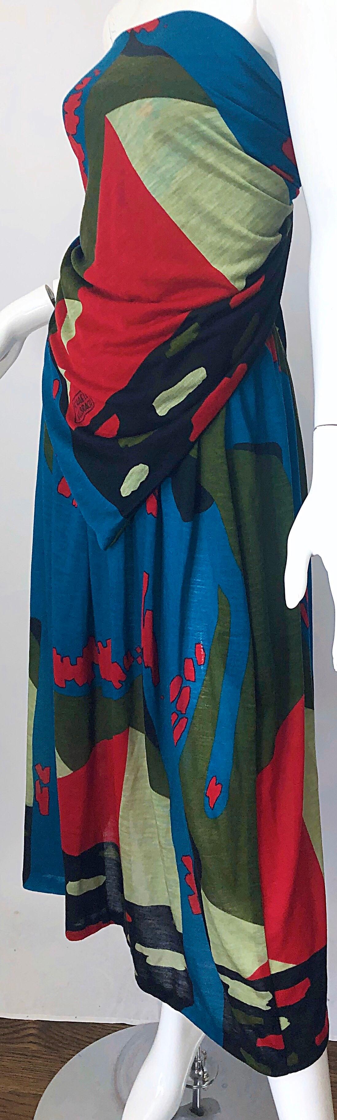 Rare Michaele Vollbracht Spring 1979 Abstract Print Bandeau Skirt Ensemble Dress For Sale 4