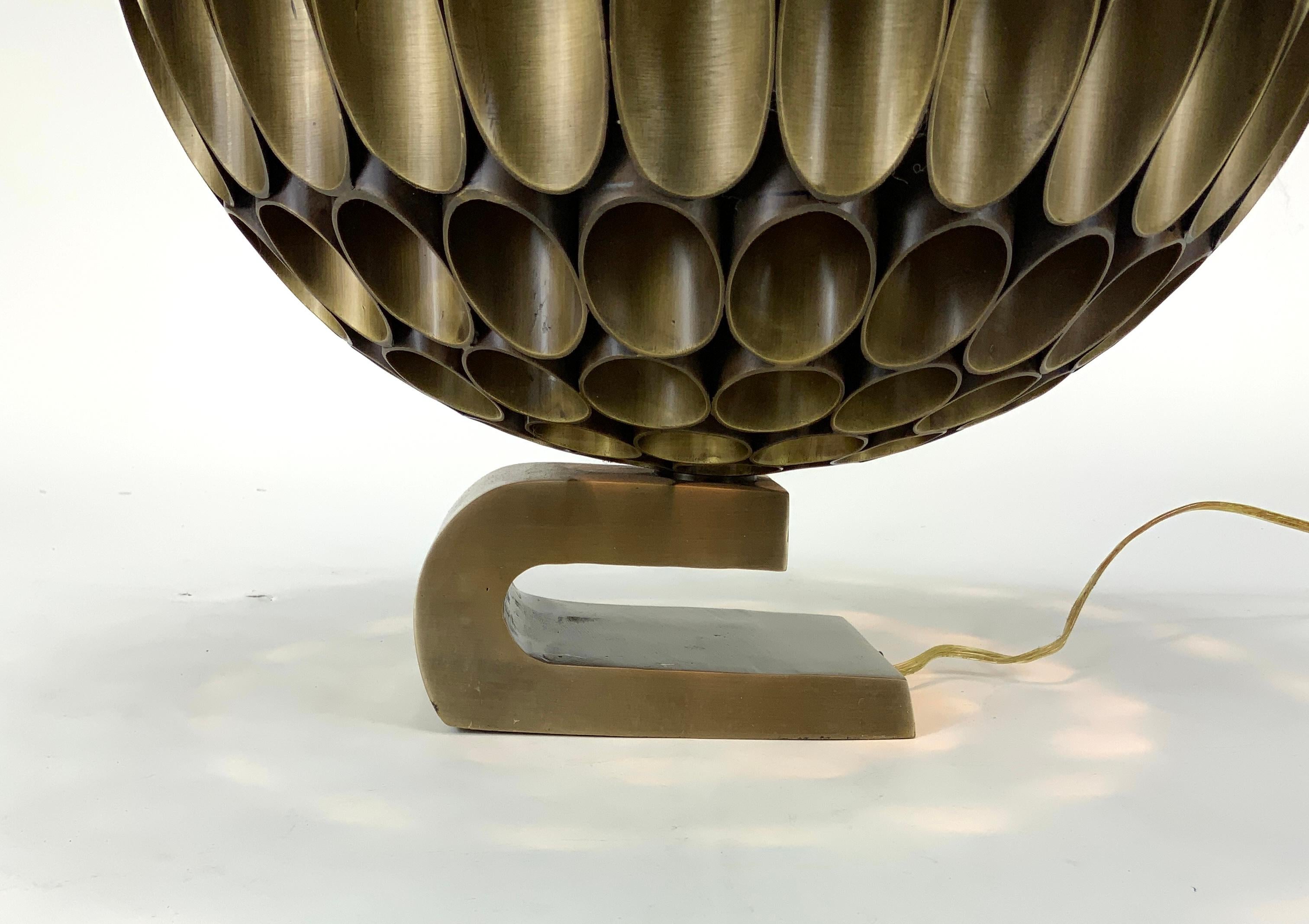 Mid-Century Modern Rare Michel Armand “Ruche” Bronze Table Lamp, ca. 1970’s For Sale