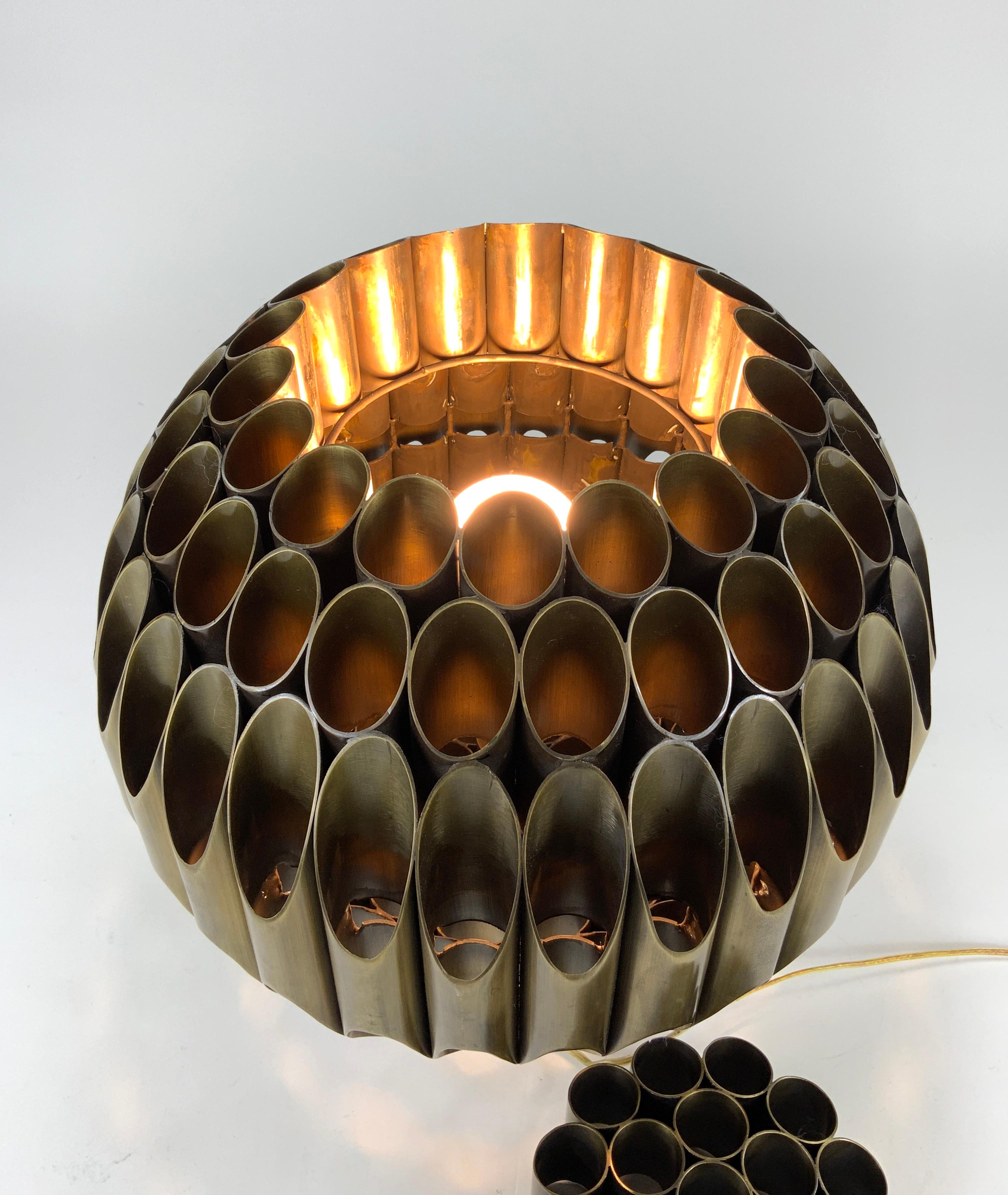 Rare Michel Armand “Ruche” Bronze Table Lamp, ca. 1970’s In Excellent Condition For Sale In Hampstead, QC