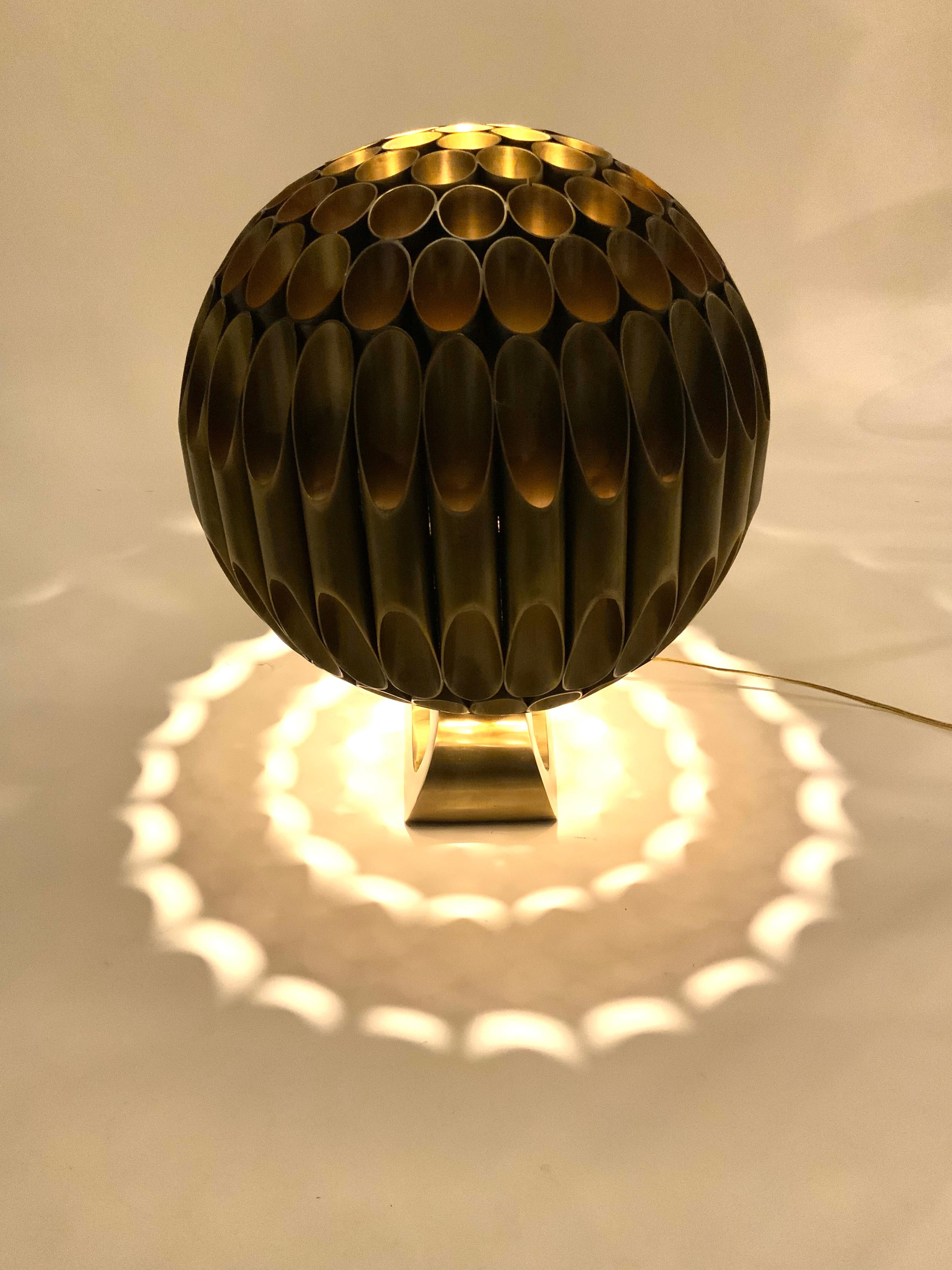 Rare Michel Armand “Ruche” Bronze Table Lamp, ca. 1970’s For Sale 1
