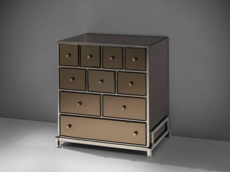 Rare Michel Pigneres Mirrored Chest Of Drawers Circa 1968 For