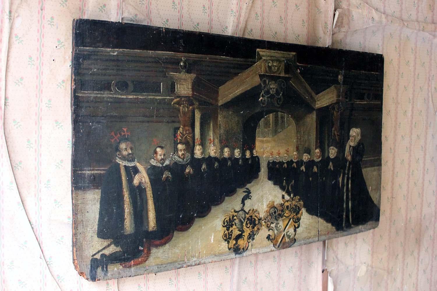 Rare Mid-17th Century Oil on Panel, in Memory of a Patrician Family 5
