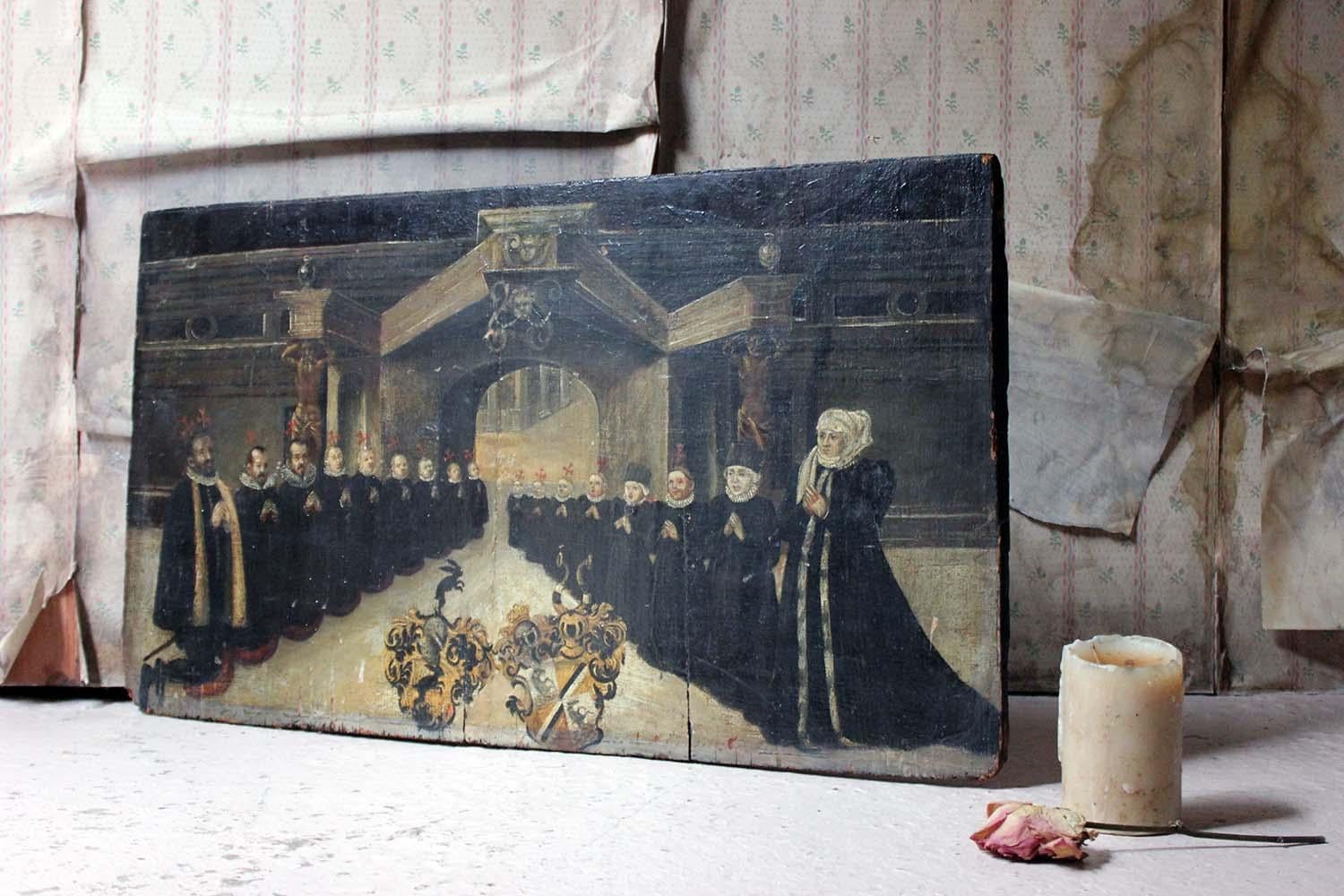Rare Mid-17th Century Oil on Panel, in Memory of a Patrician Family 9