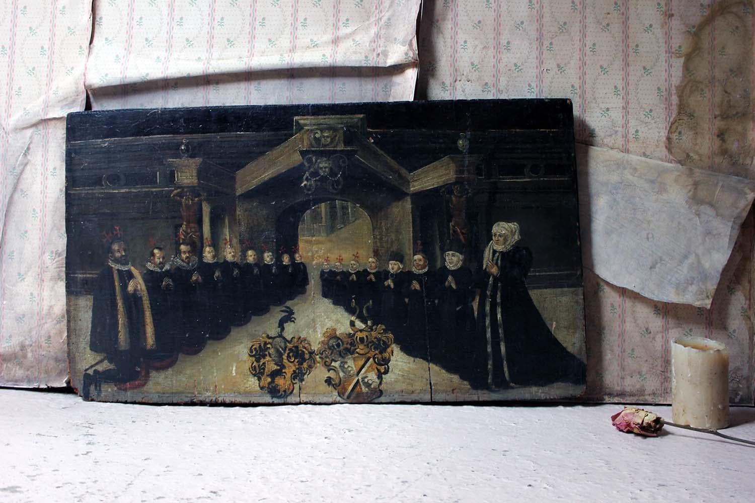 Rare Mid-17th Century Oil on Panel, in Memory of a Patrician Family 10