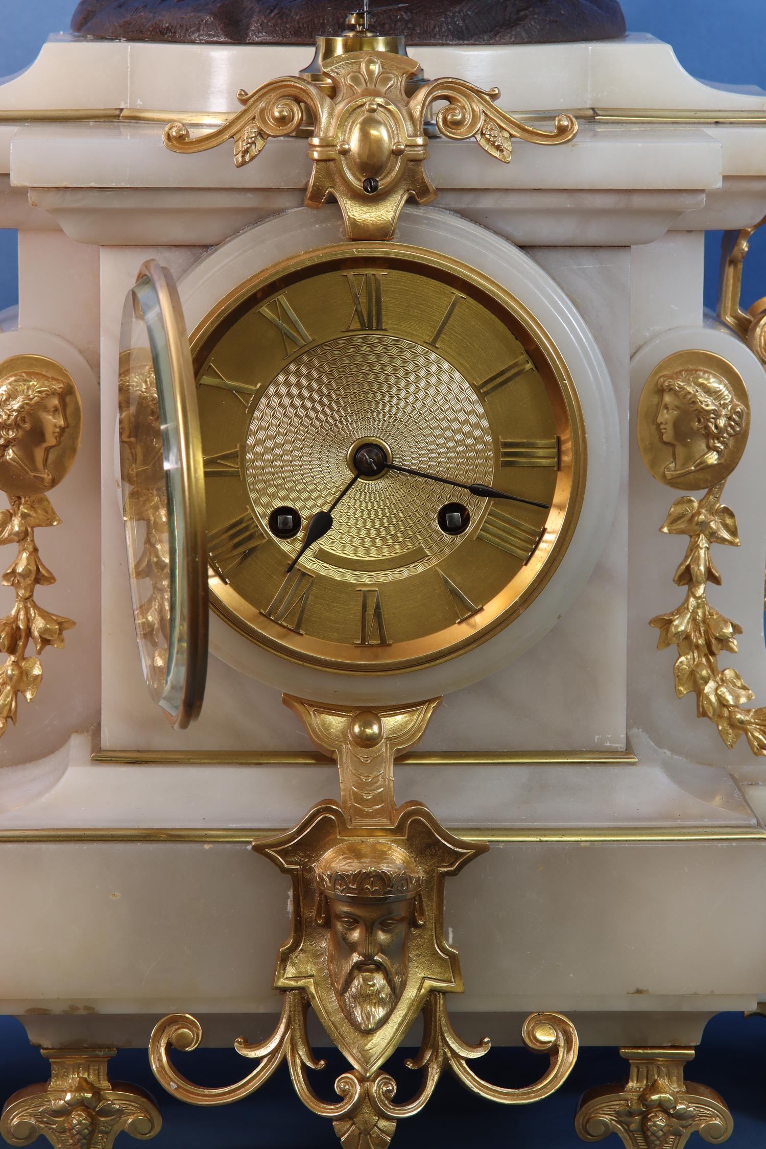 Gilt Rare Mid-19th Century Alabaster Conical Clock. For Sale