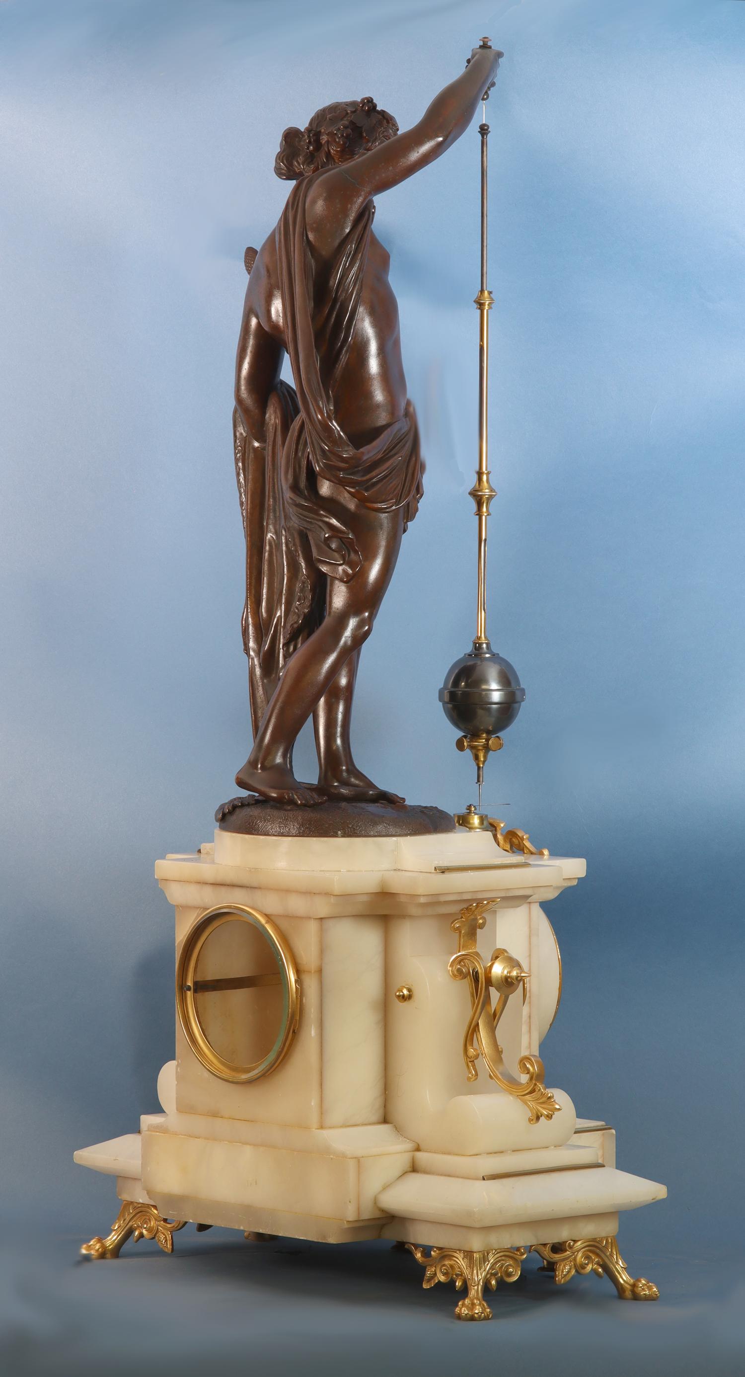 Bronze Rare Mid-19th Century Alabaster Conical Clock. For Sale
