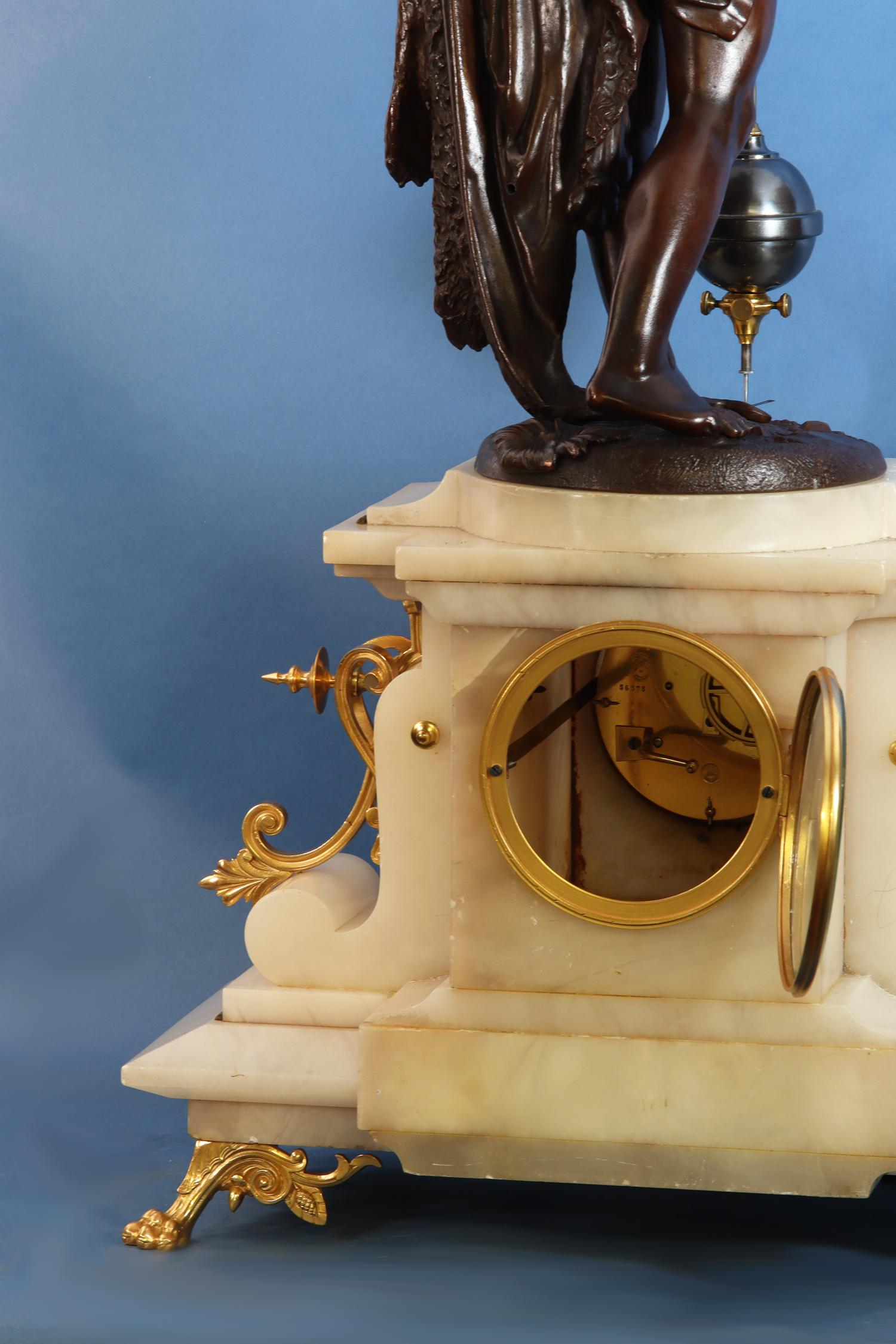 Rare Mid-19th Century Alabaster Conical Clock. For Sale 1