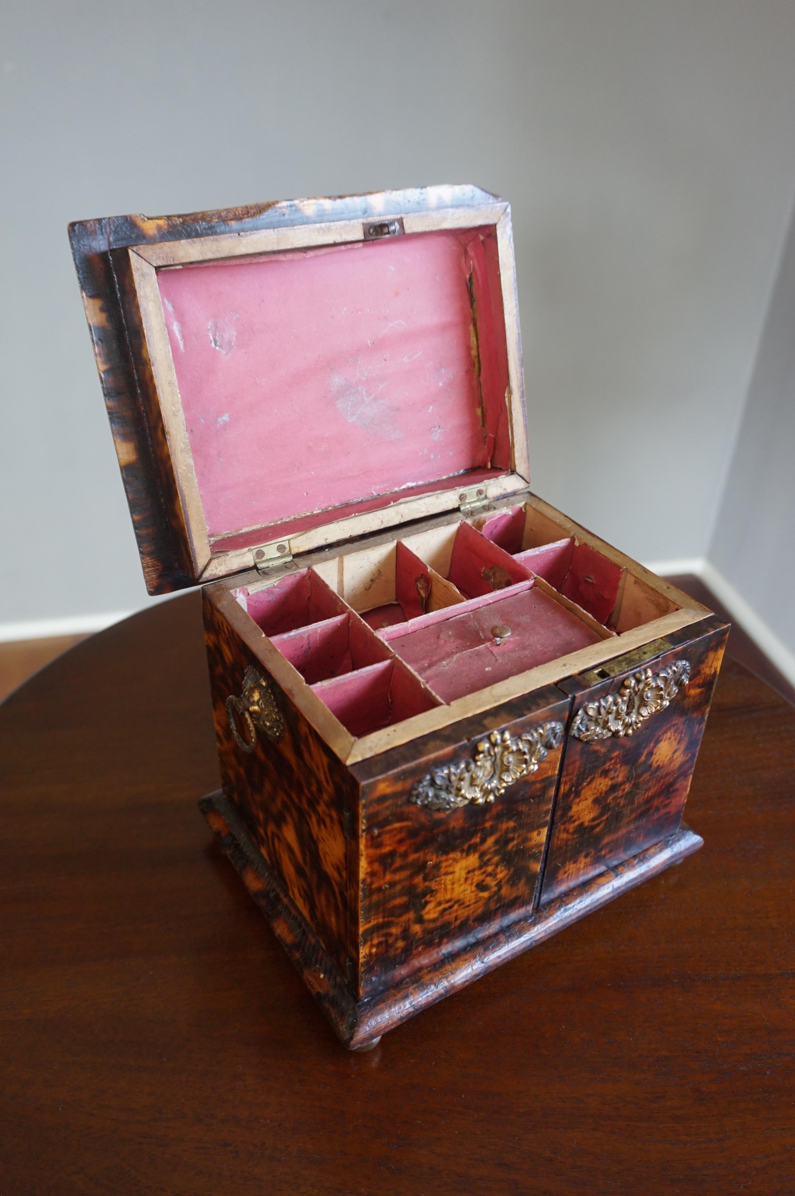 Rare Mid-19th Century Faux Tortoise Shell Jewelry Box & Various Other Purposes  3