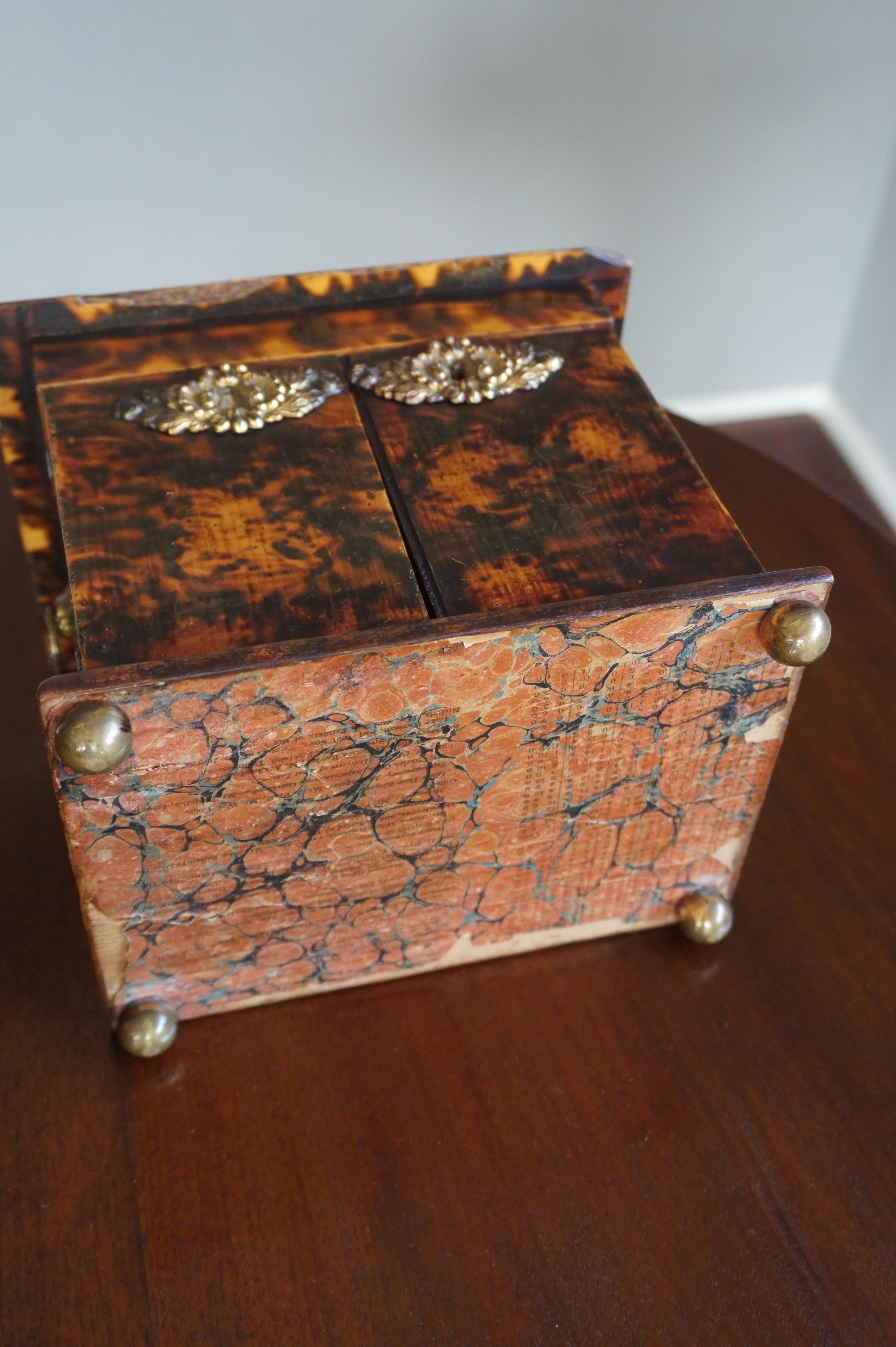 Rare Mid-19th Century Faux Tortoise Shell Jewelry Box & Various Other Purposes  6