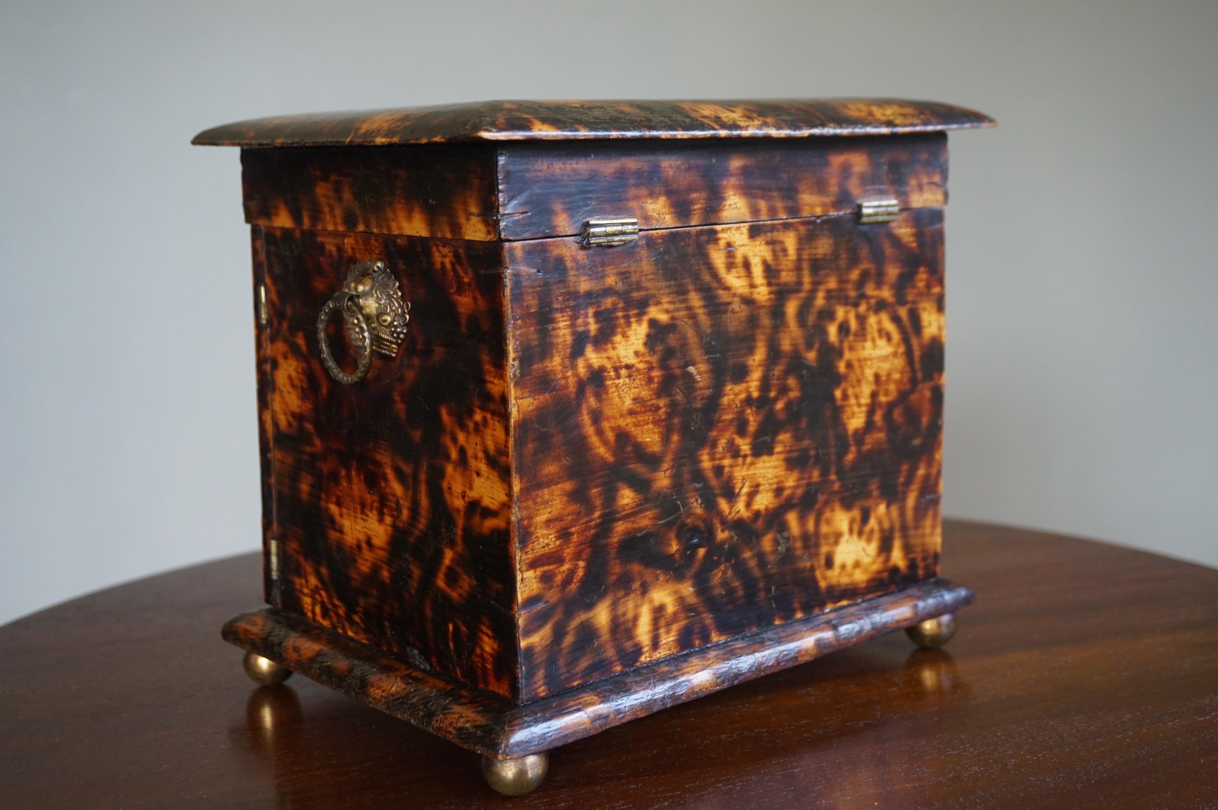Rare Mid-19th Century Faux Tortoise Shell Jewelry Box & Various Other Purposes  10