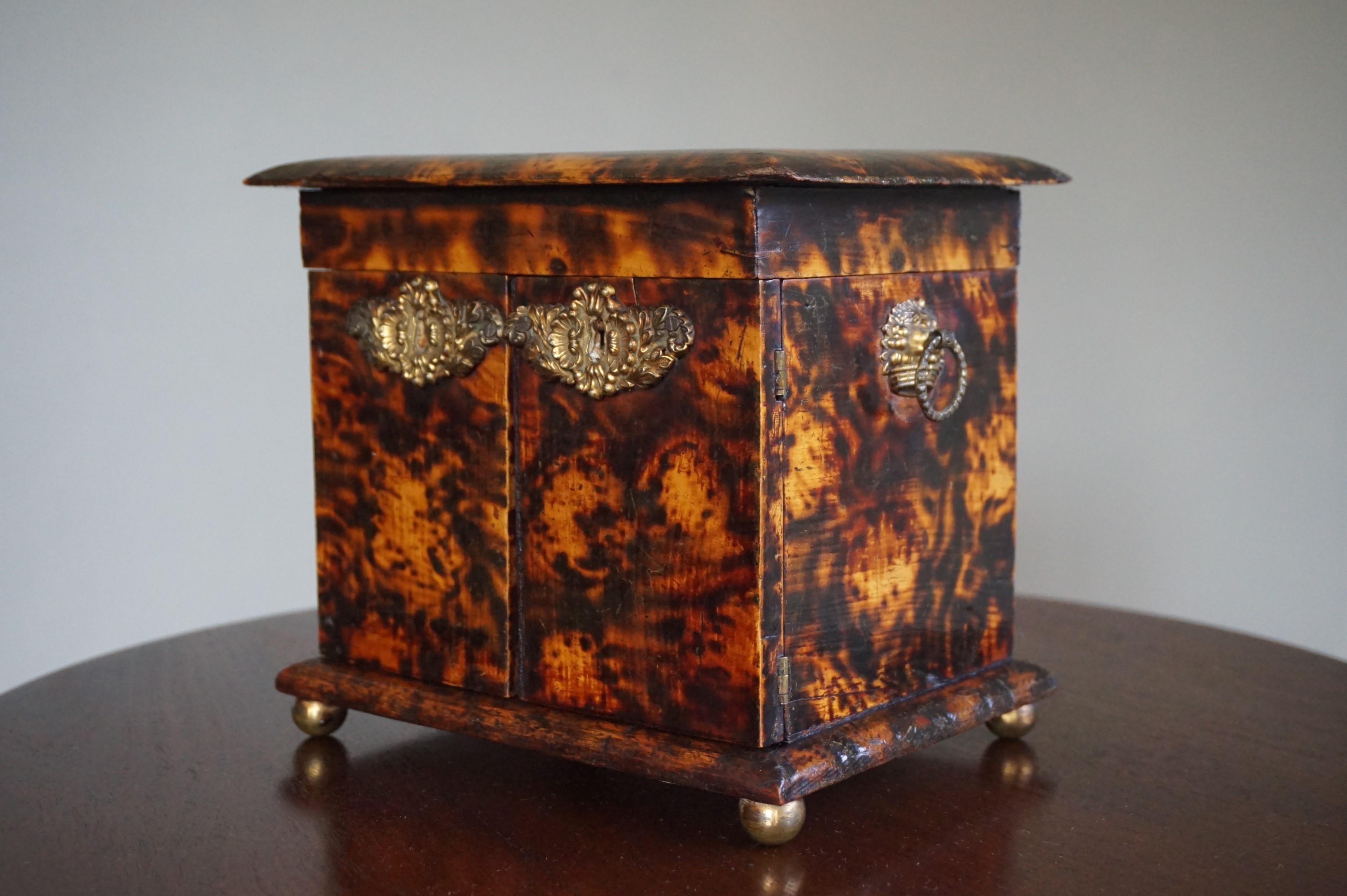 Rare Mid-19th Century Faux Tortoise Shell Jewelry Box & Various Other Purposes  10