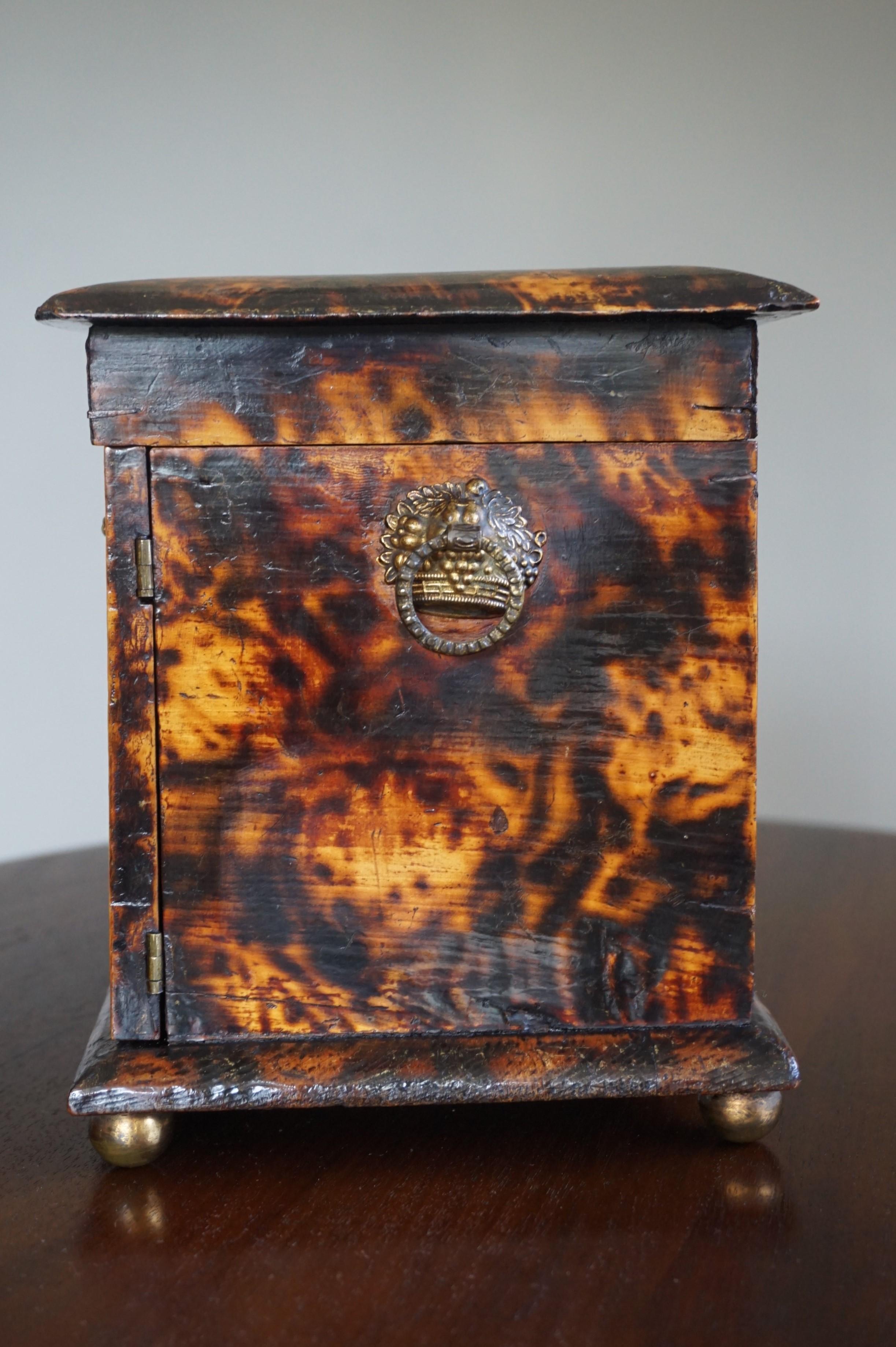 British Rare Mid-19th Century Faux Tortoise Shell Jewelry Box & Various Other Purposes 