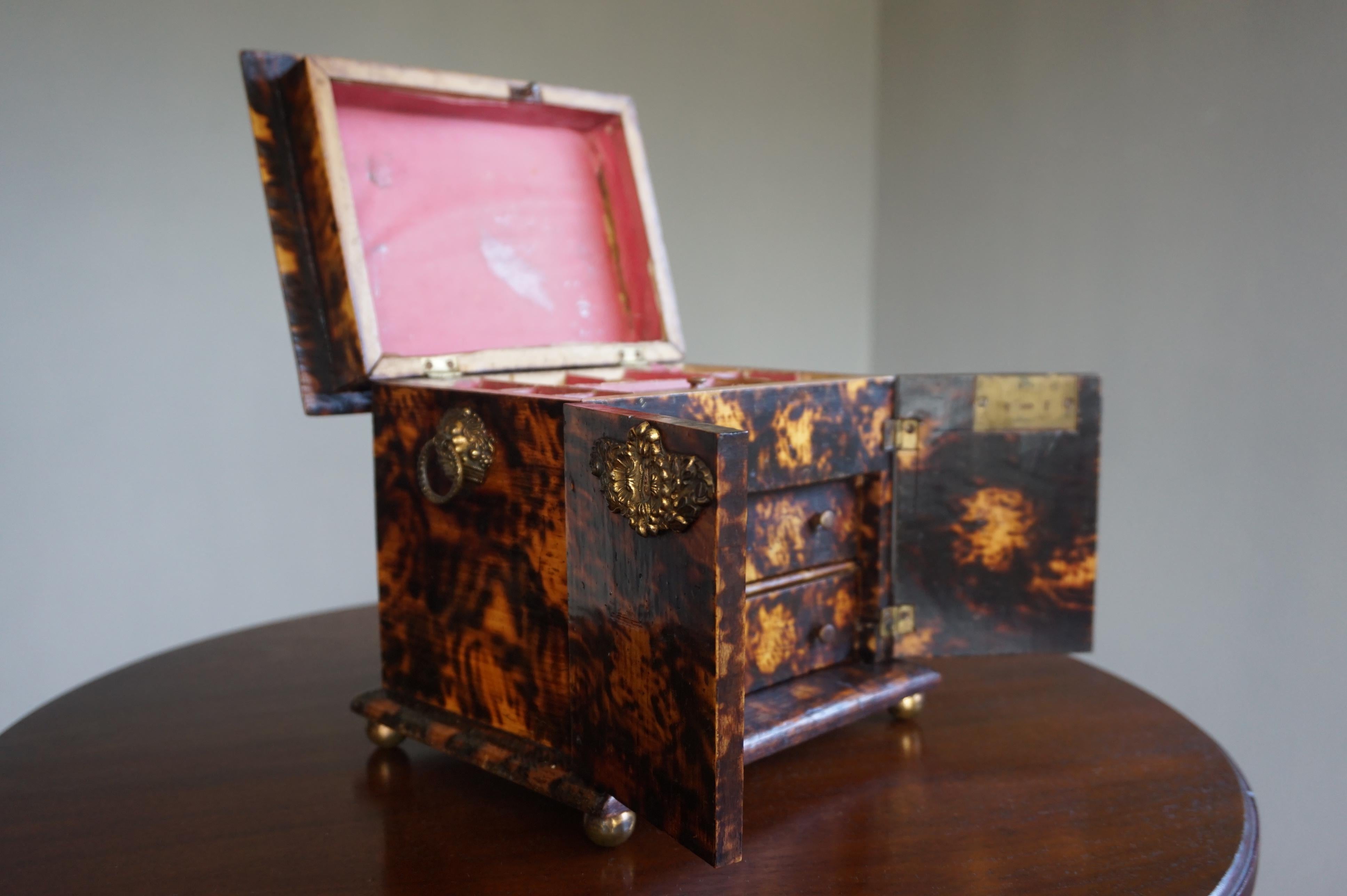 Rare Mid-19th Century Faux Tortoise Shell Jewelry Box & Various Other Purposes  1